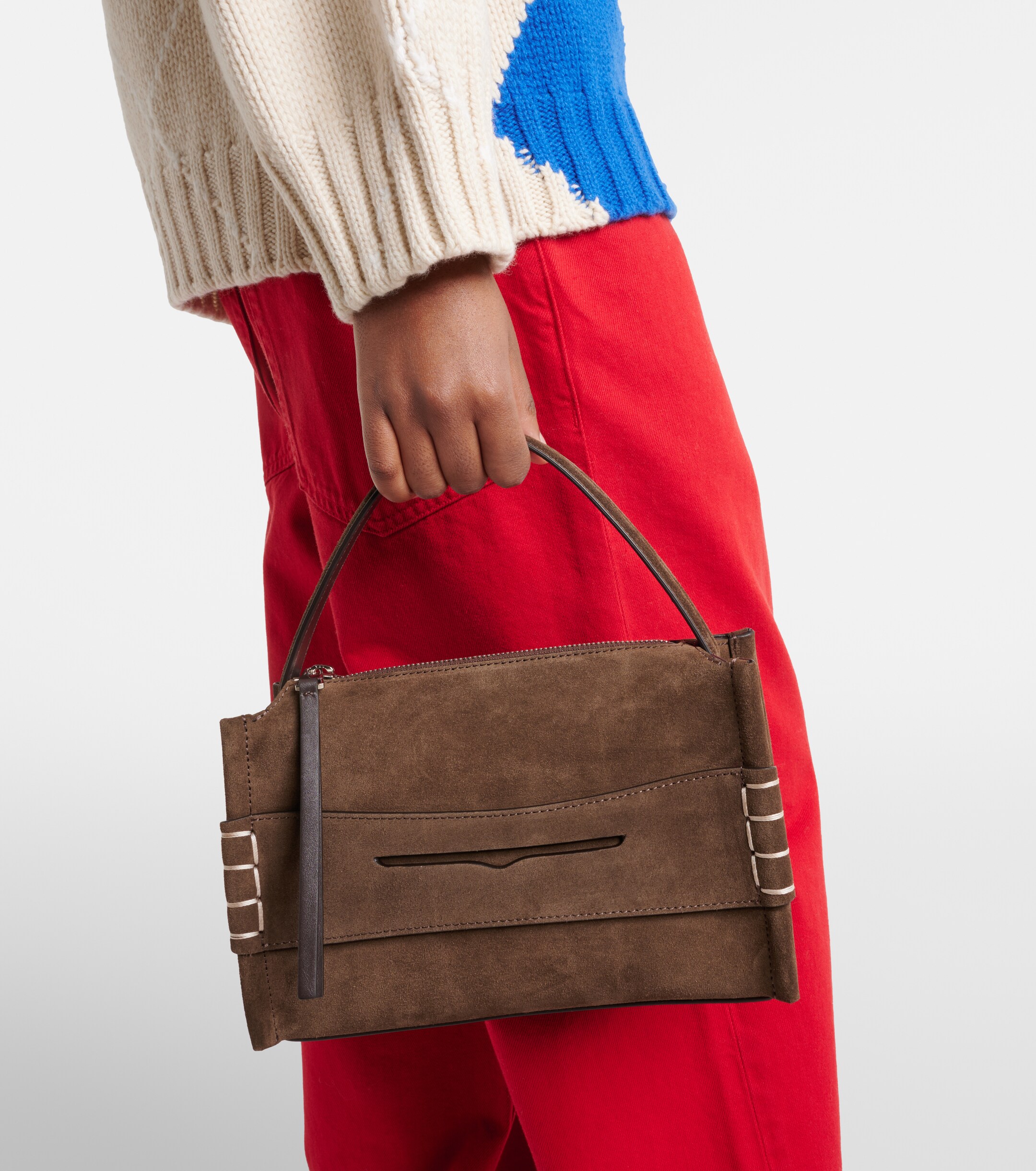 Jw Anderson Loafer Small suede top-handle bag