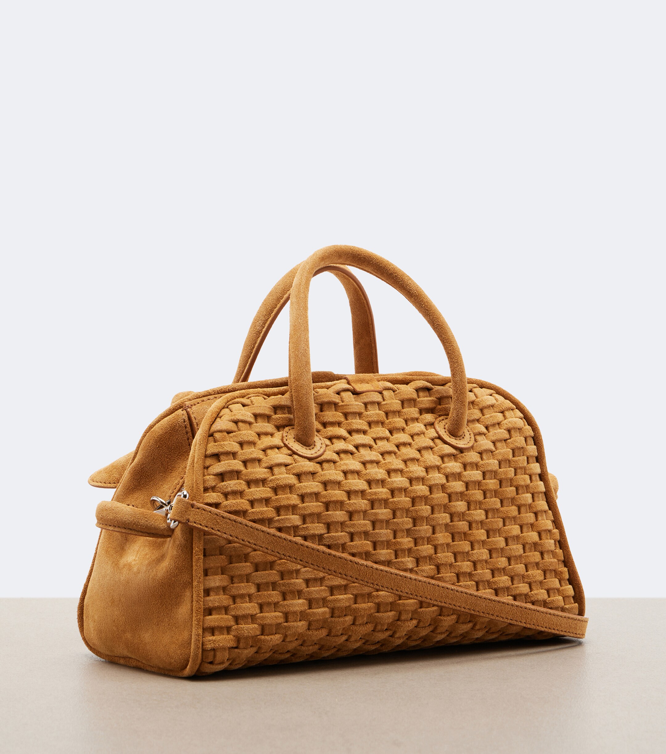 Jacquemus Turismo Small woven suede bowling bag