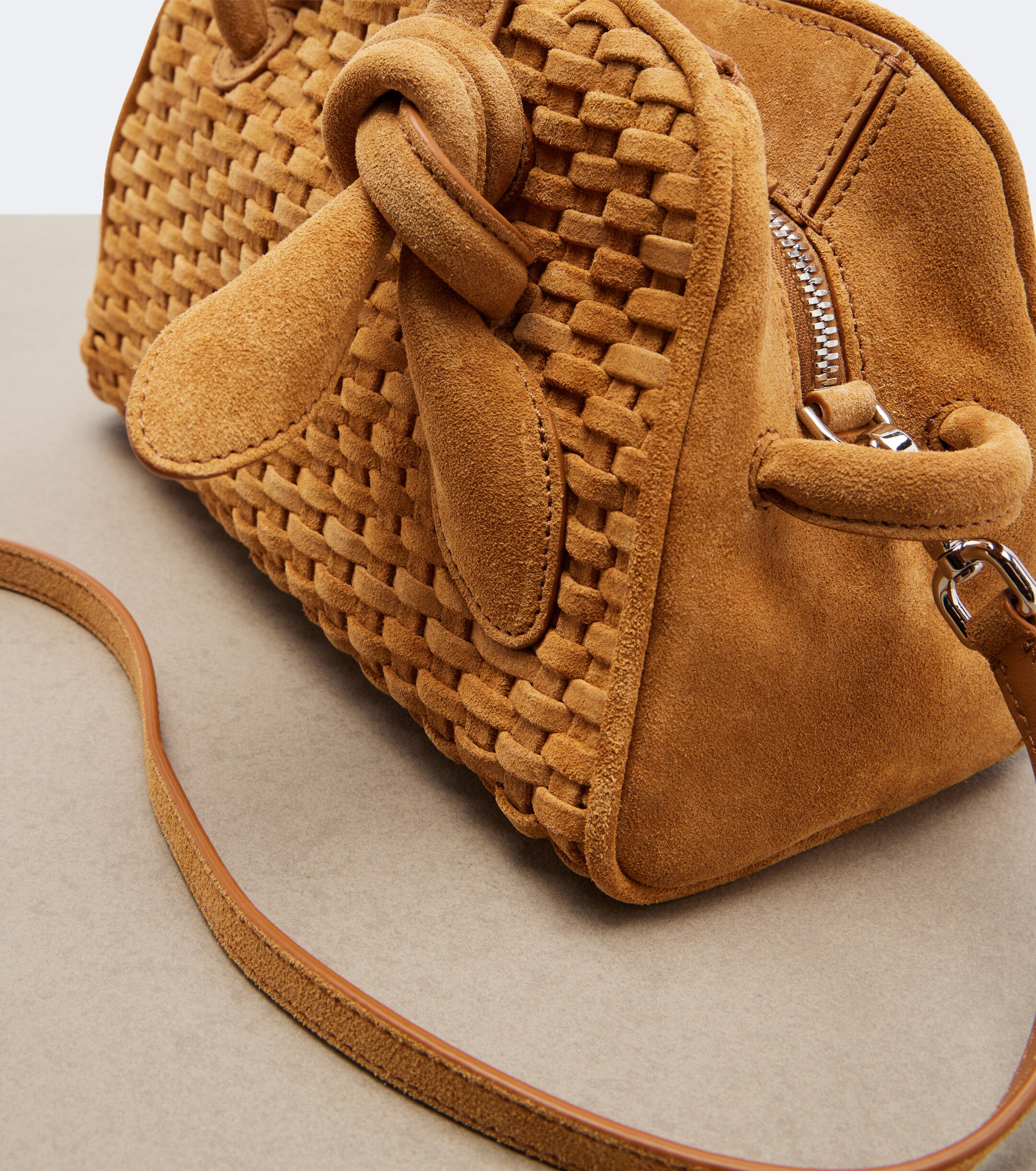 Jacquemus Turismo Small woven suede bowling bag