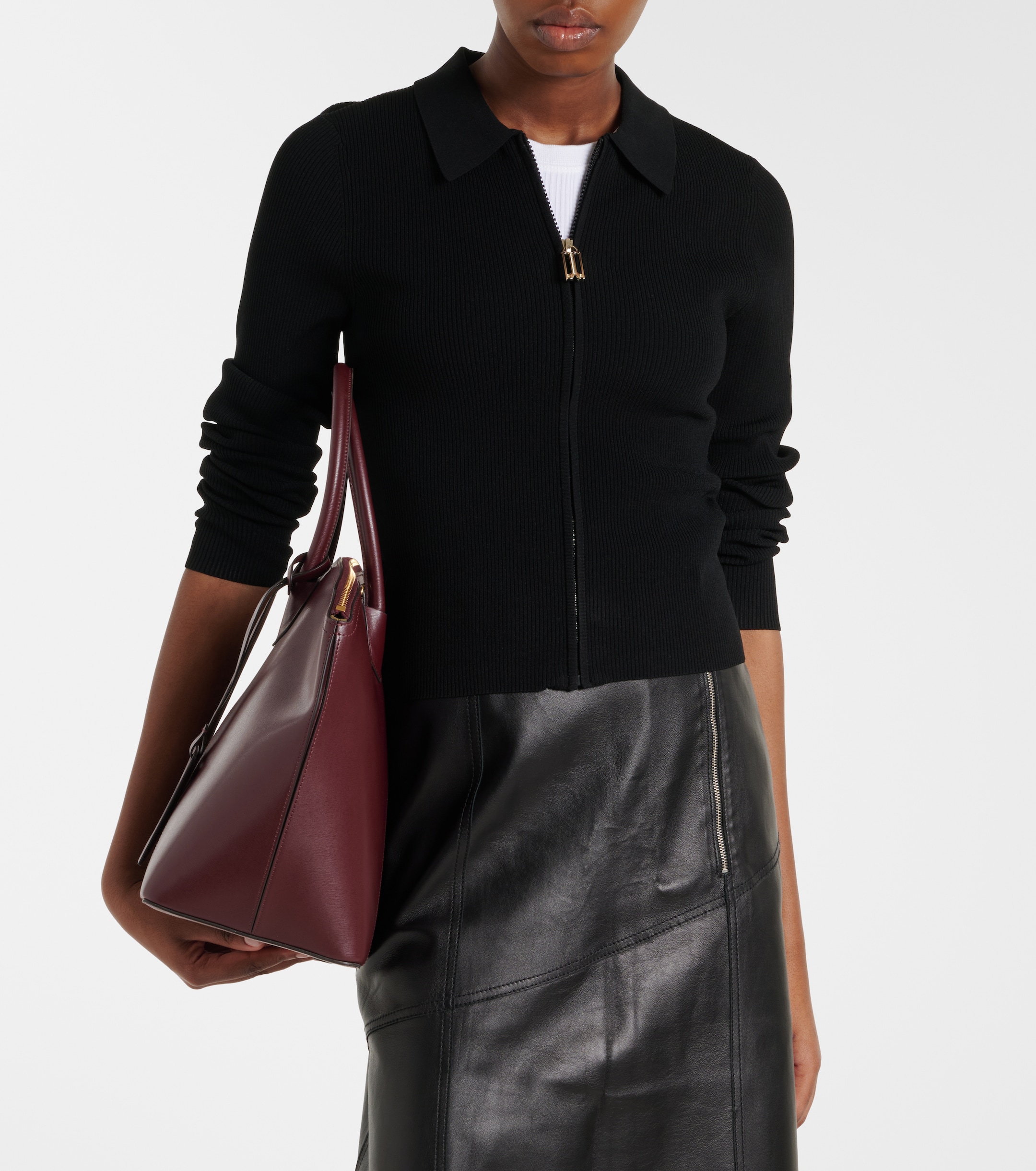 Victoria Beckham - Mila ribbed-knit zip-up top | Plush