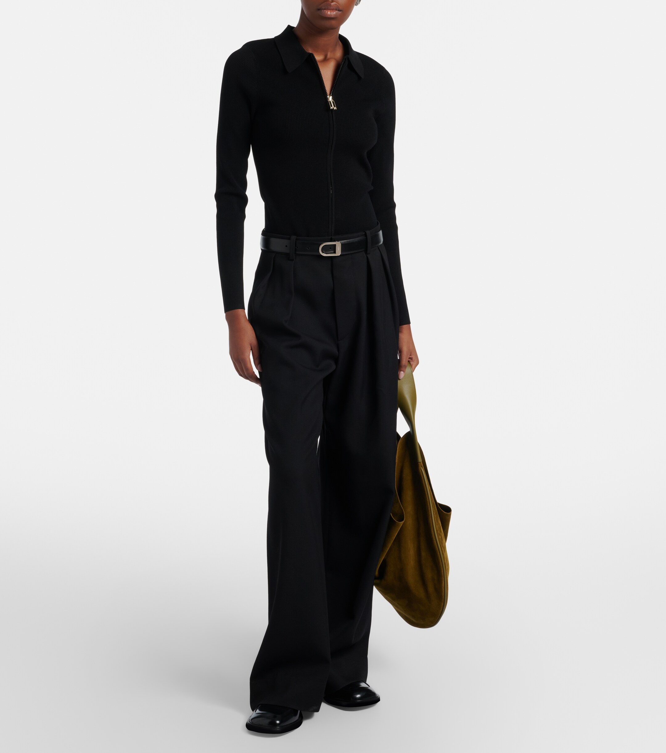 Victoria Beckham - Mila ribbed-knit zip-up top | Plush