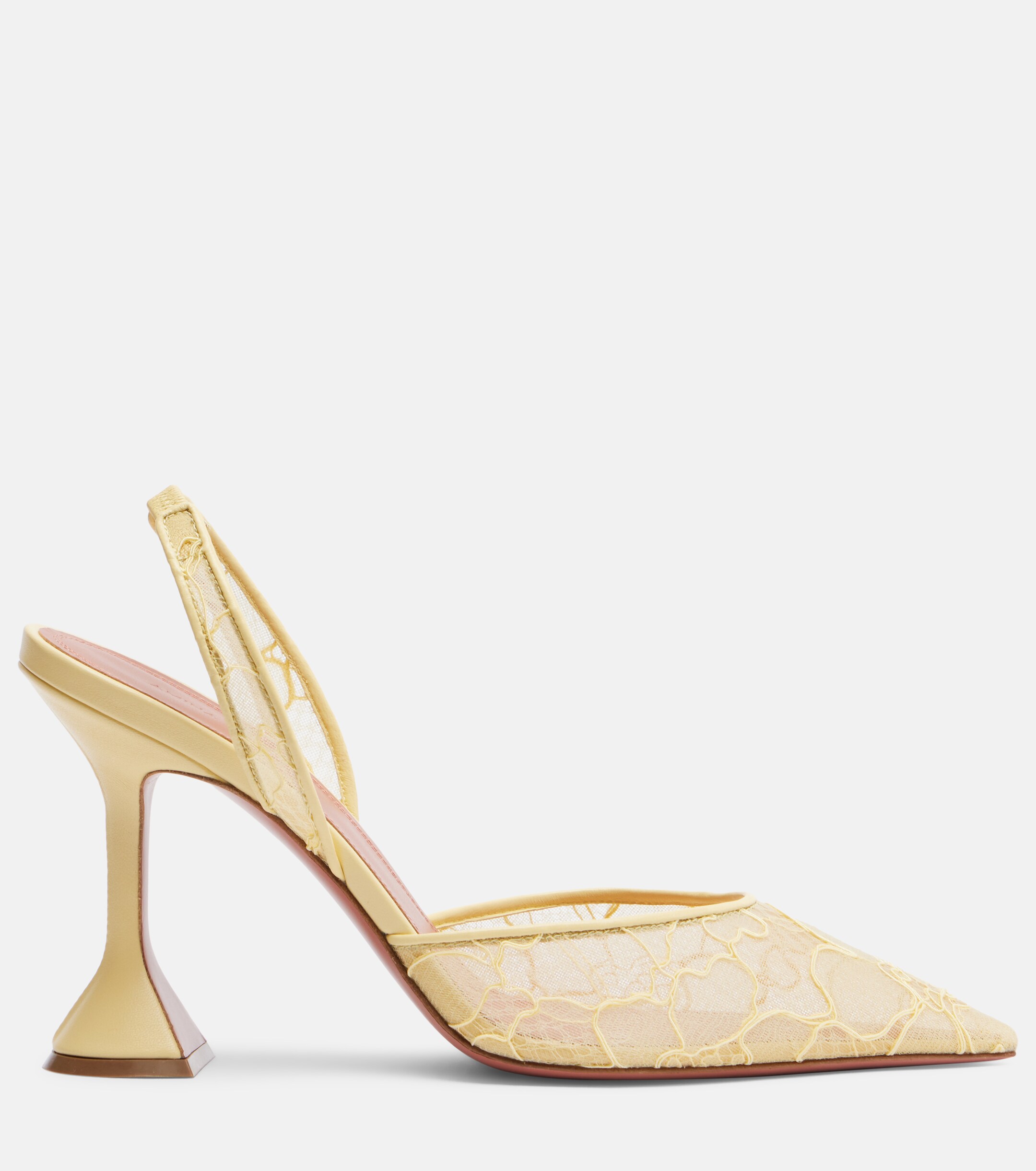 AMINA MUADDI Amina Muaddi Holli leather-trimmed lace slingback pumps