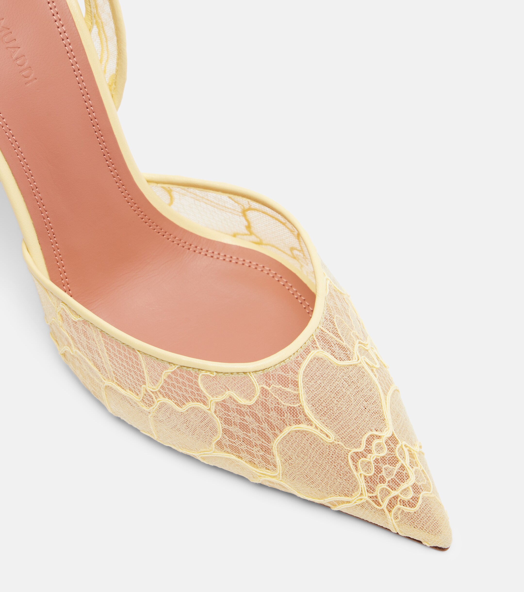 AMINA MUADDI Amina Muaddi Holli leather-trimmed lace slingback pumps