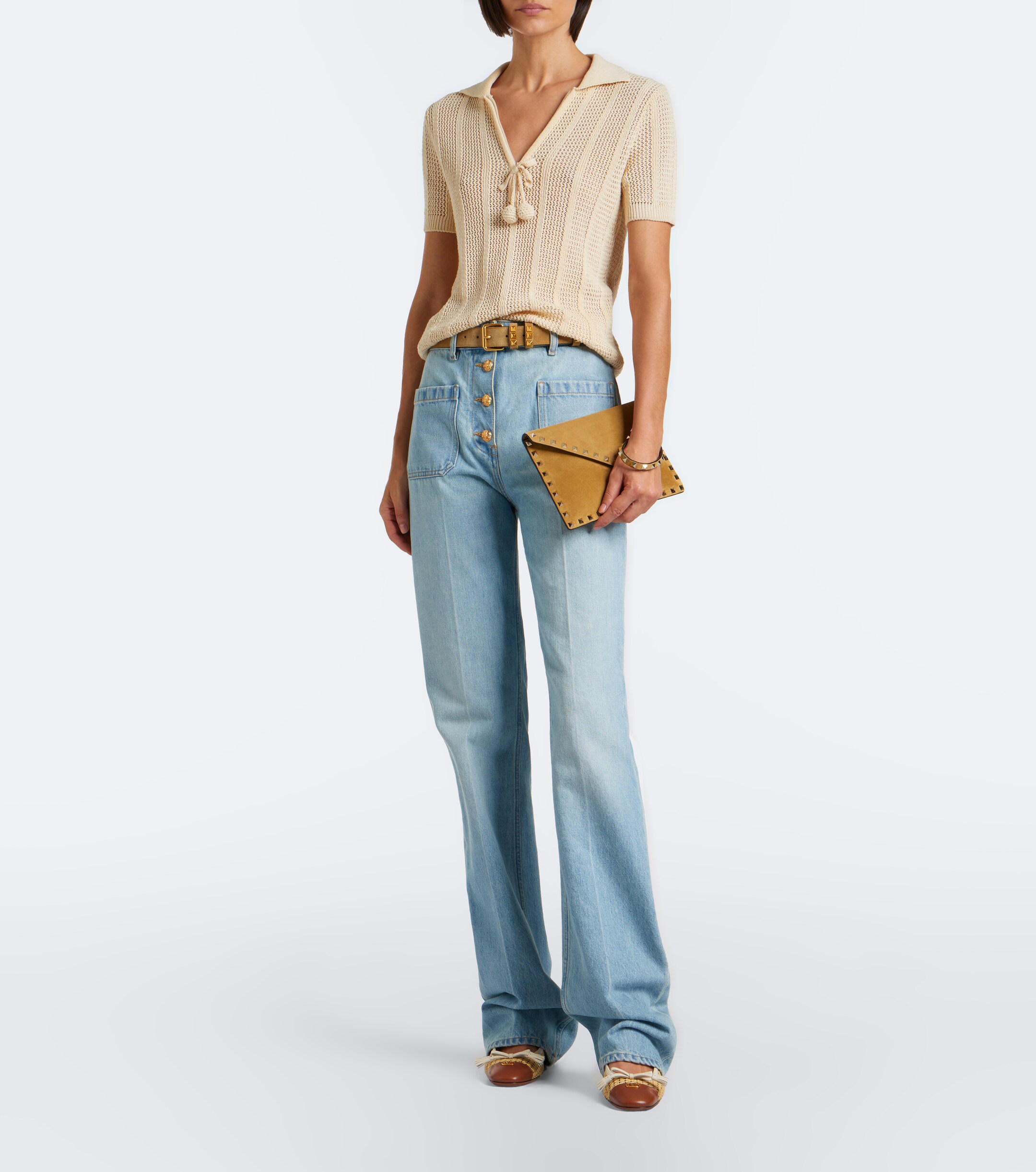 Valentino Garavani Rockstud Medium suede pouch thumbnail