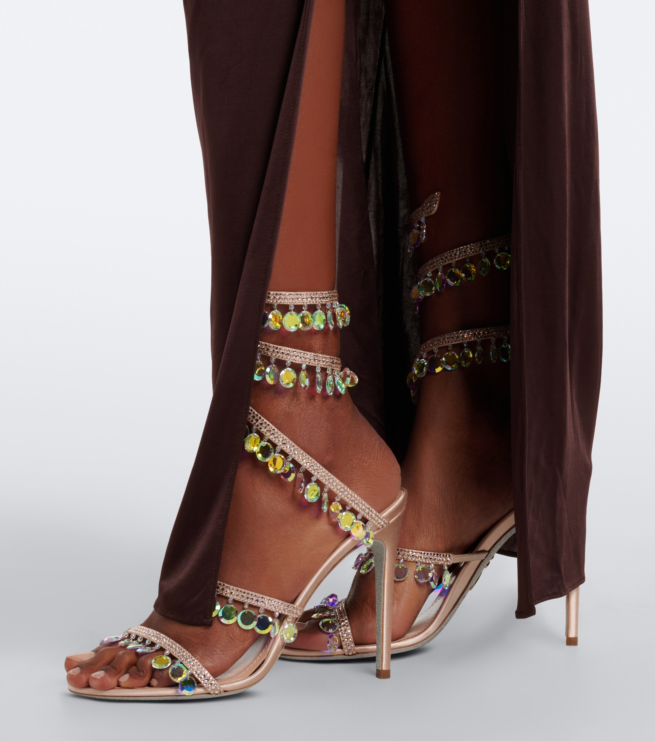 RENÉ CAOVILLA Rene Caovilla Chandelier embellished satin sandals