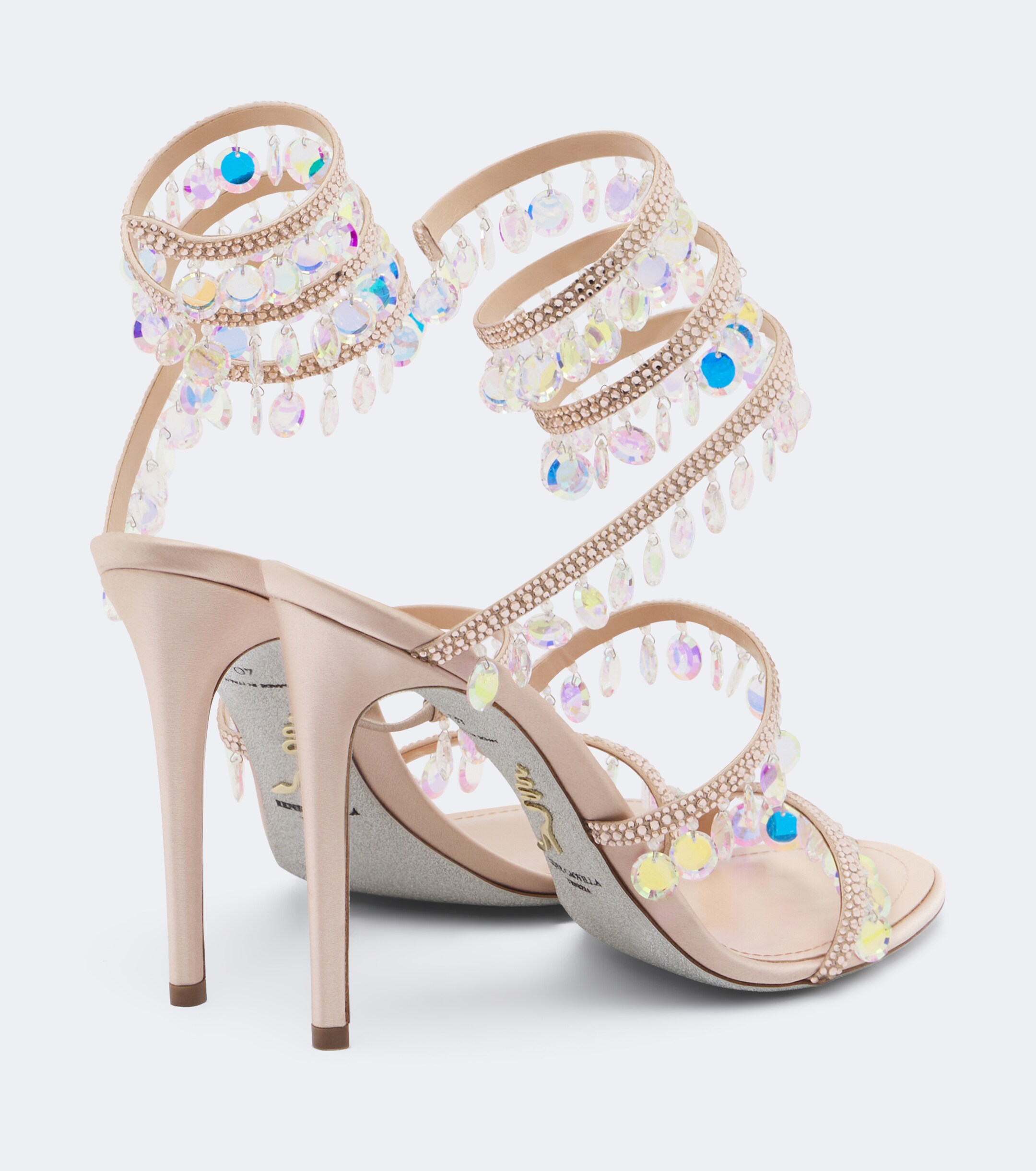RENÉ CAOVILLA Rene Caovilla Chandelier embellished satin sandals