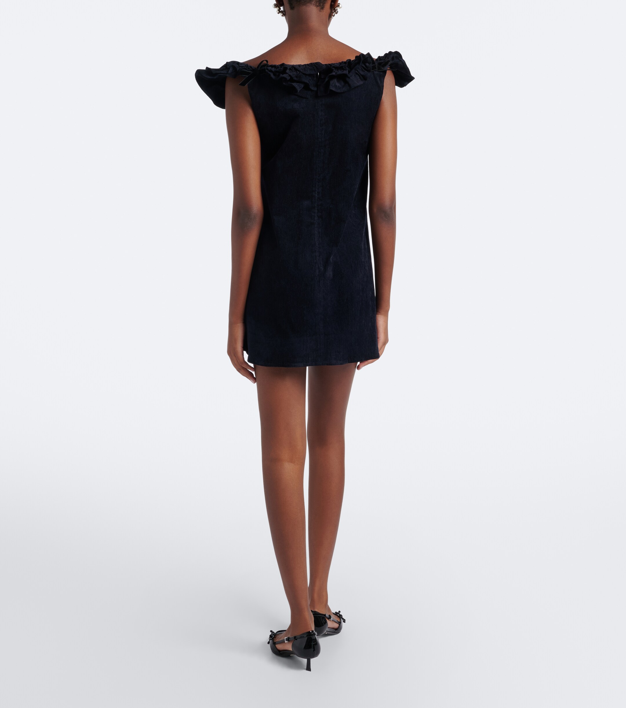 SHUSHU/TONG Shushu/Tong Bow-detail ruffled velvet minidress