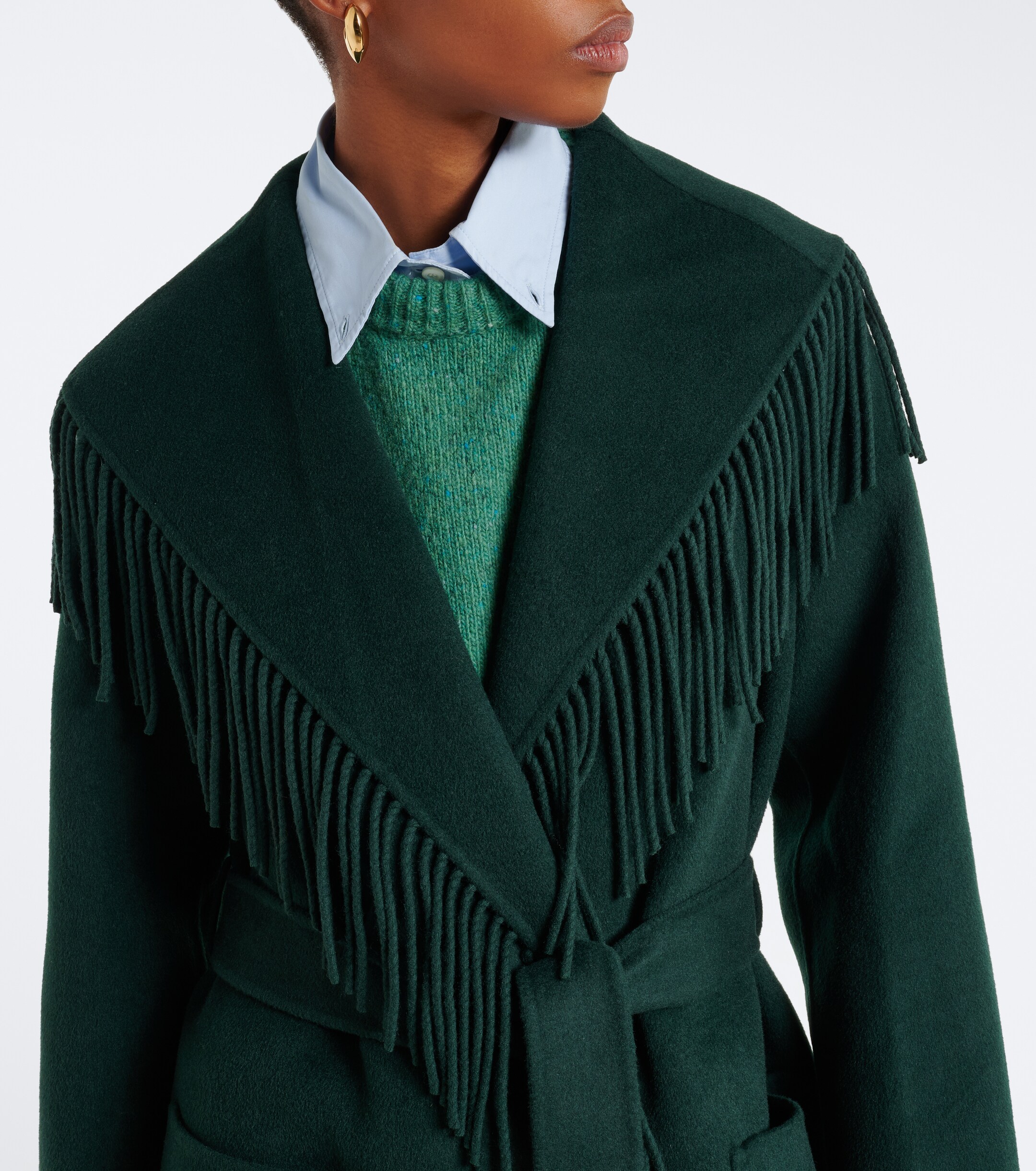 SIMKHAI Simkhai Carrie fringed wrap coat