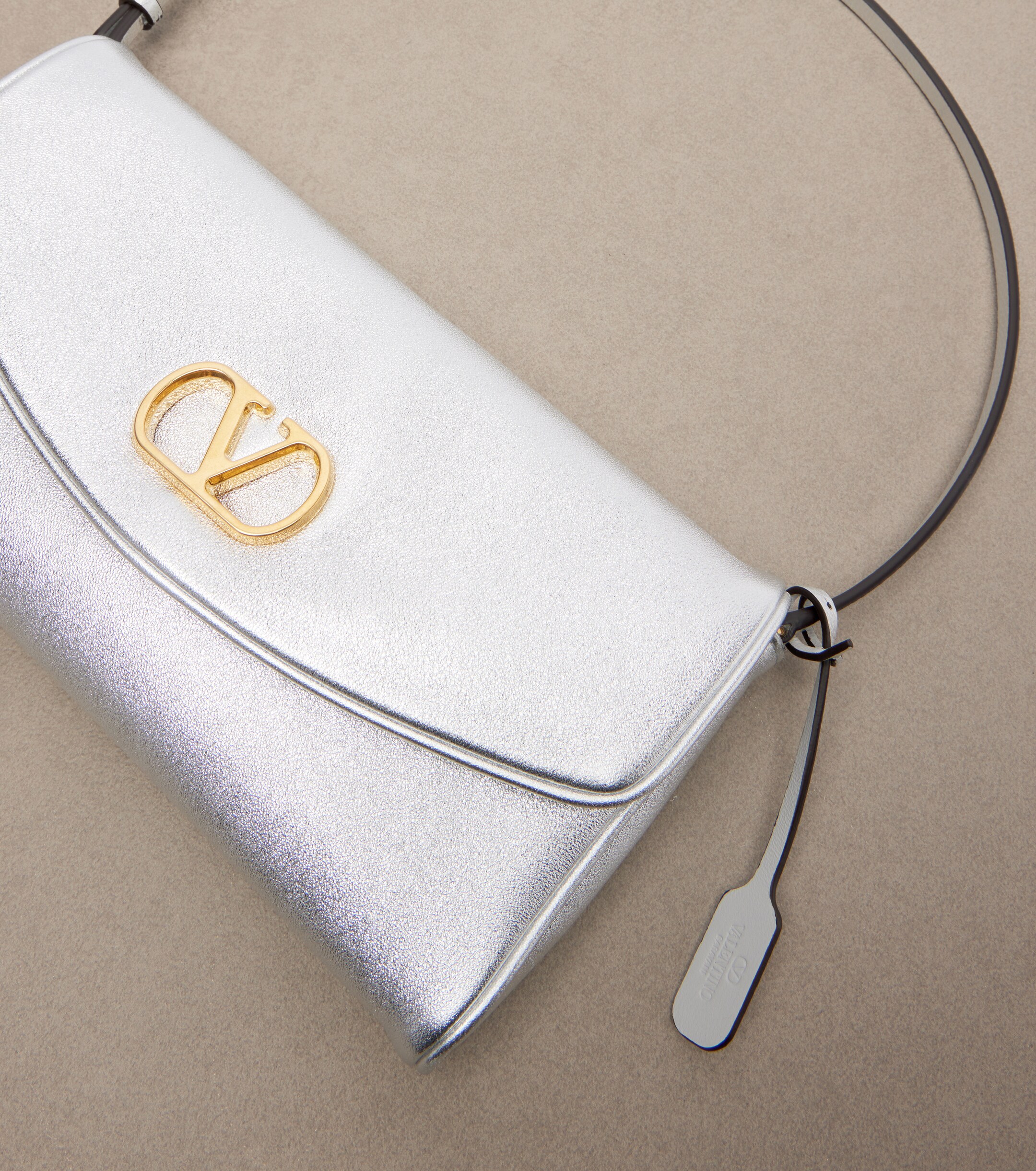 Valentino Garavani DeVain Small metallic leather shoulder bag thumbnail