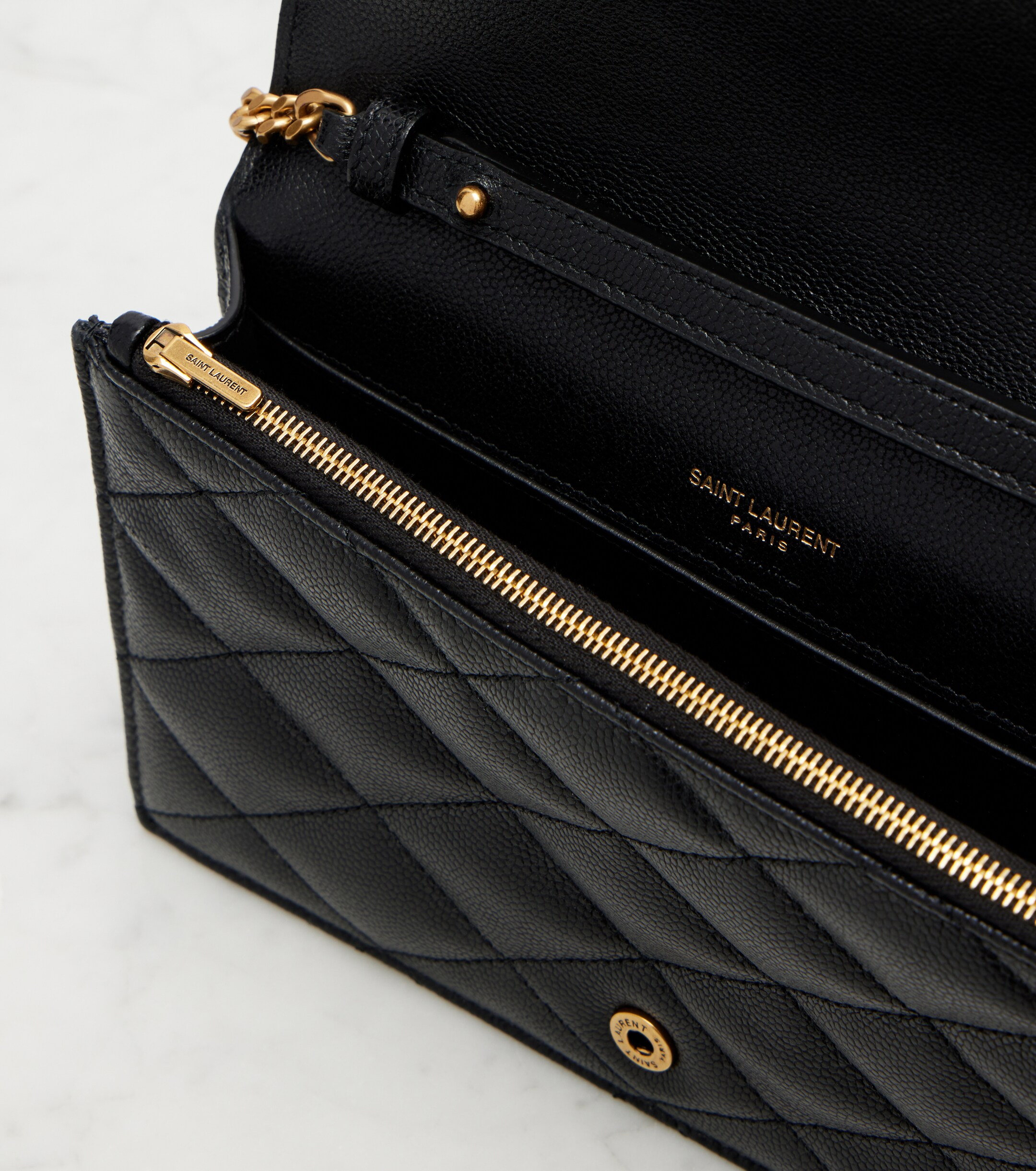 Saint Laurent Paris leather wallet on chain