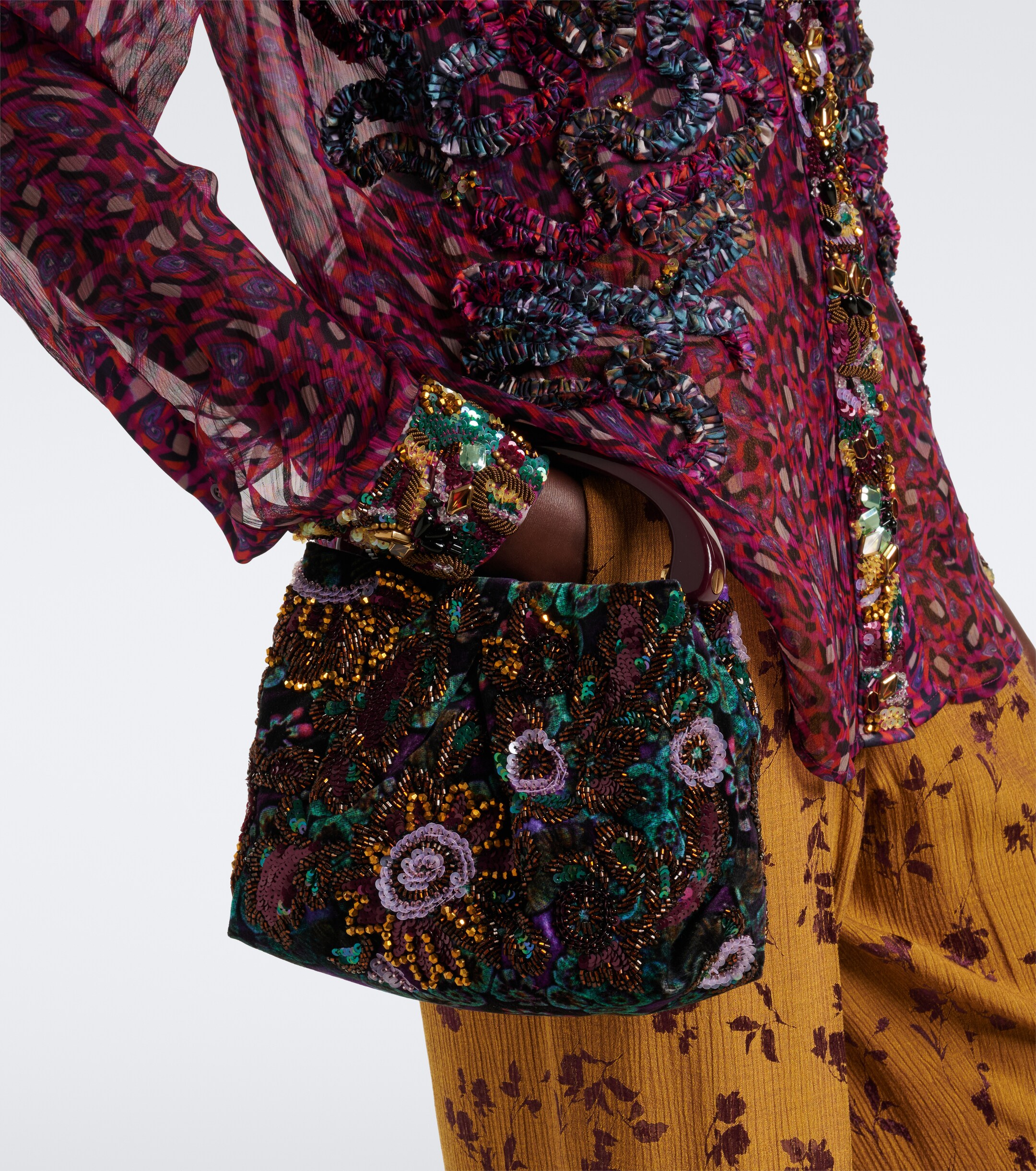 Dries Van Noten Small sequined top-handle bag