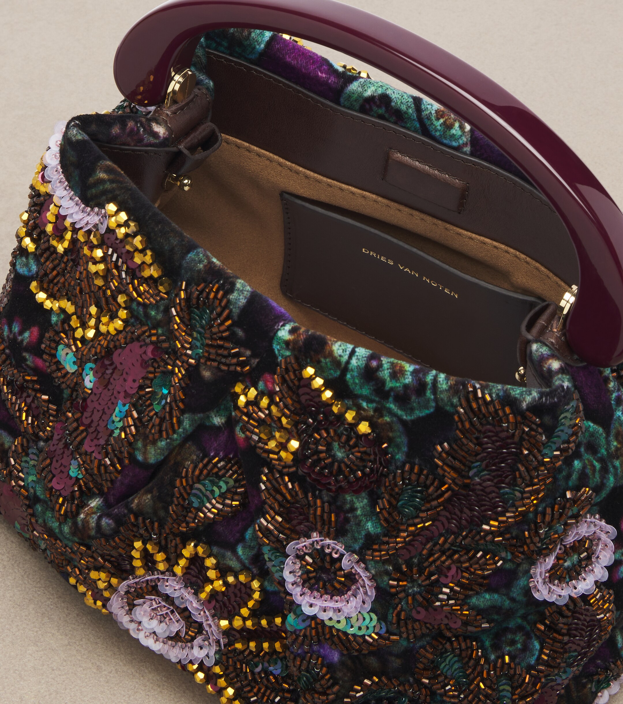 Dries Van Noten Small sequined top-handle bag