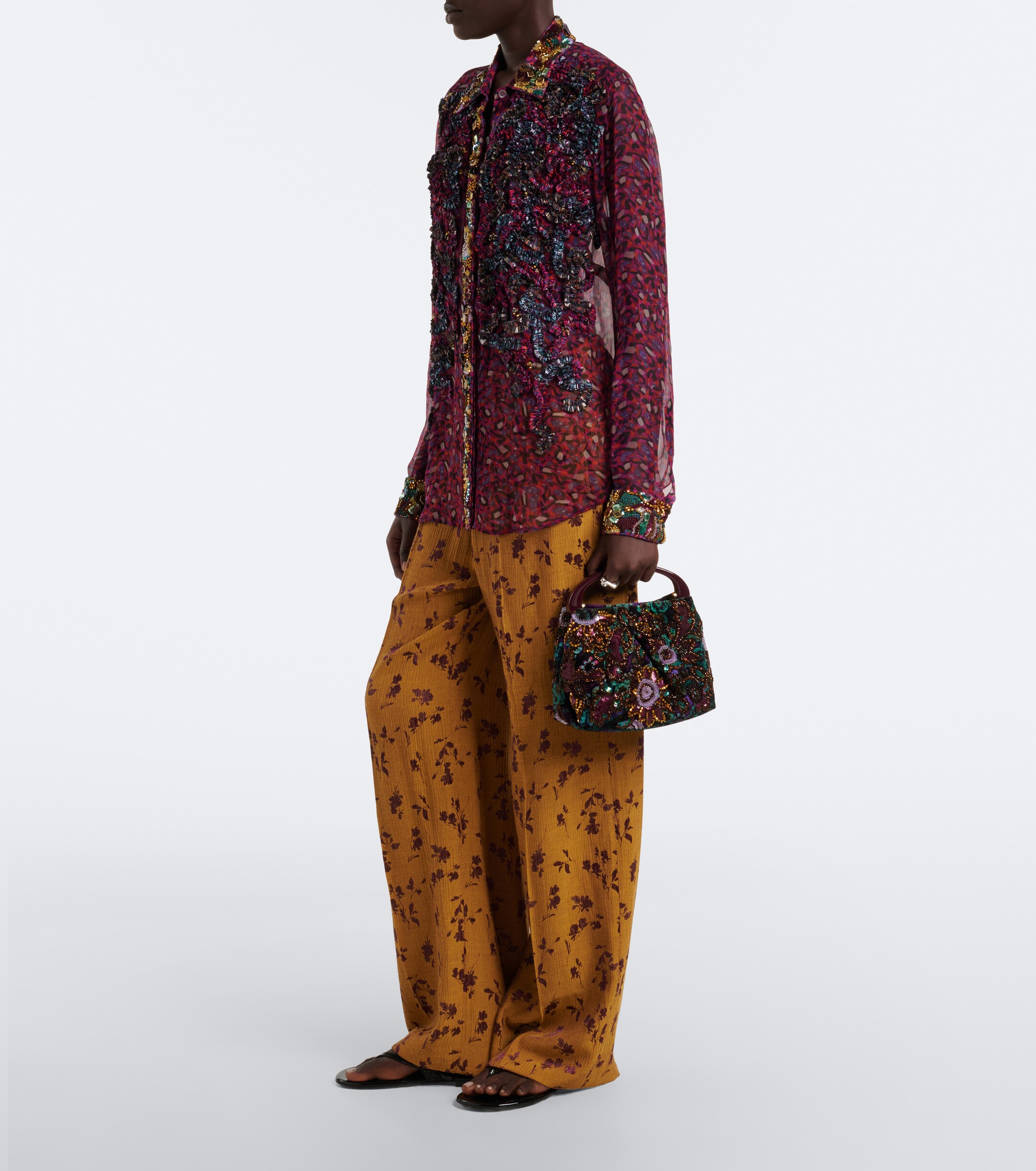 Dries Van Noten Small sequined top-handle bag