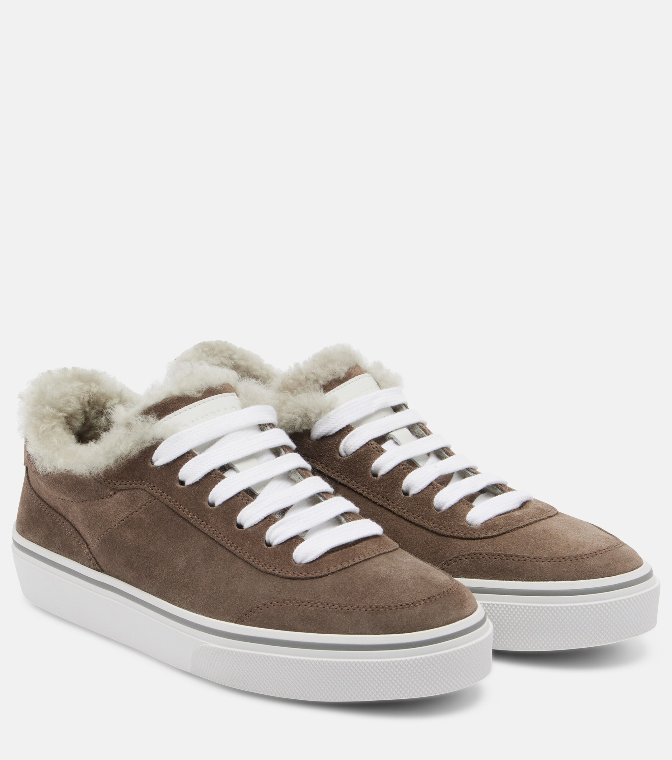 Brunello Cucinelli Brunello Cucinelli Monili shearling-trimmed suede sneakers