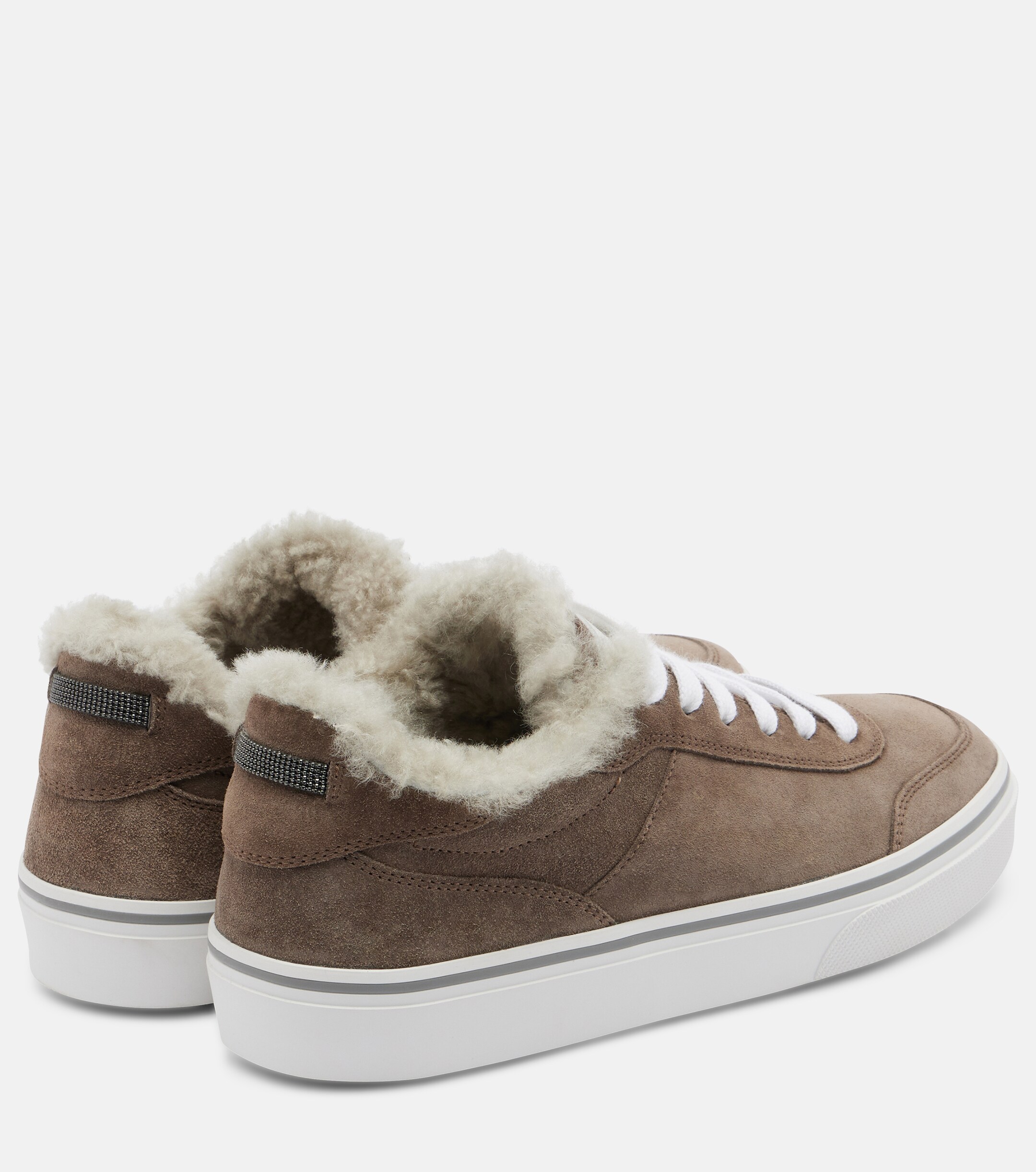 Brunello Cucinelli Brunello Cucinelli Monili shearling-trimmed suede sneakers