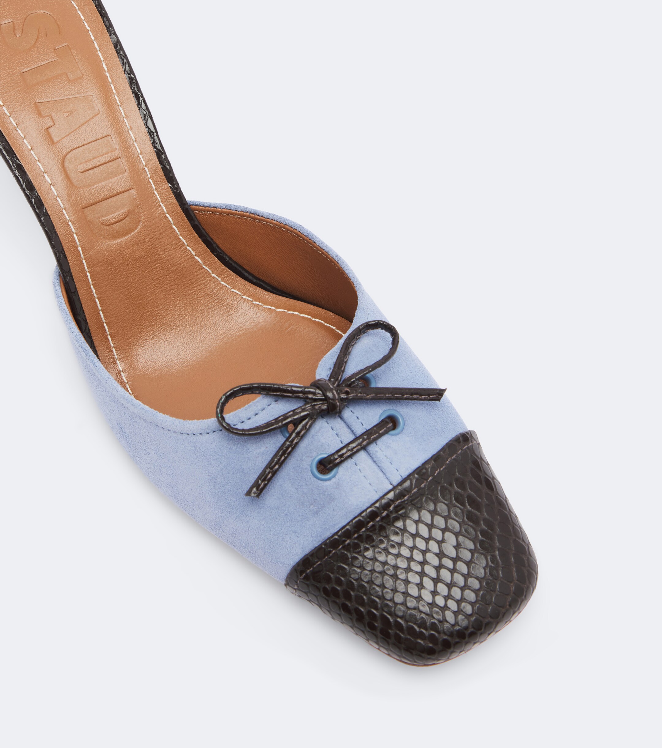 Staud Staud Faye leather-trimmed suede mules