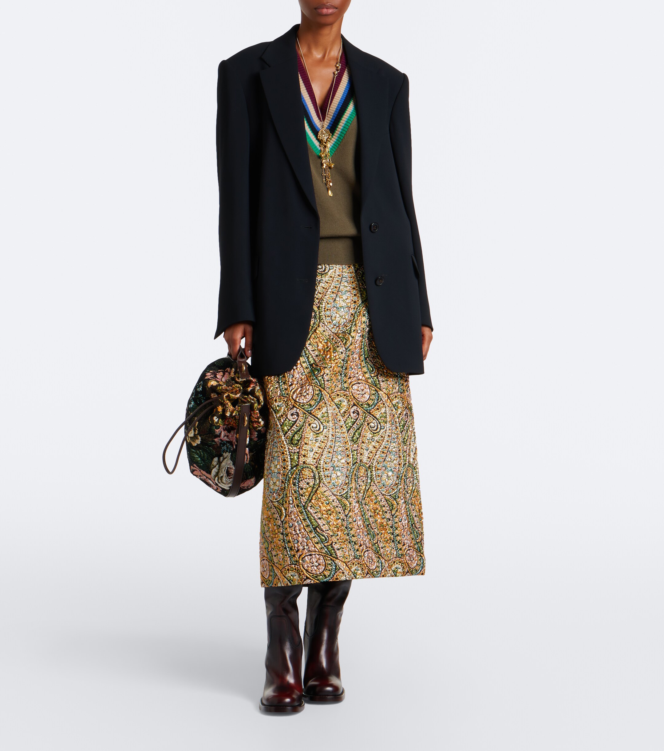 Dries Van Noten Dries Van Noten Paisley jacquard midi skirt