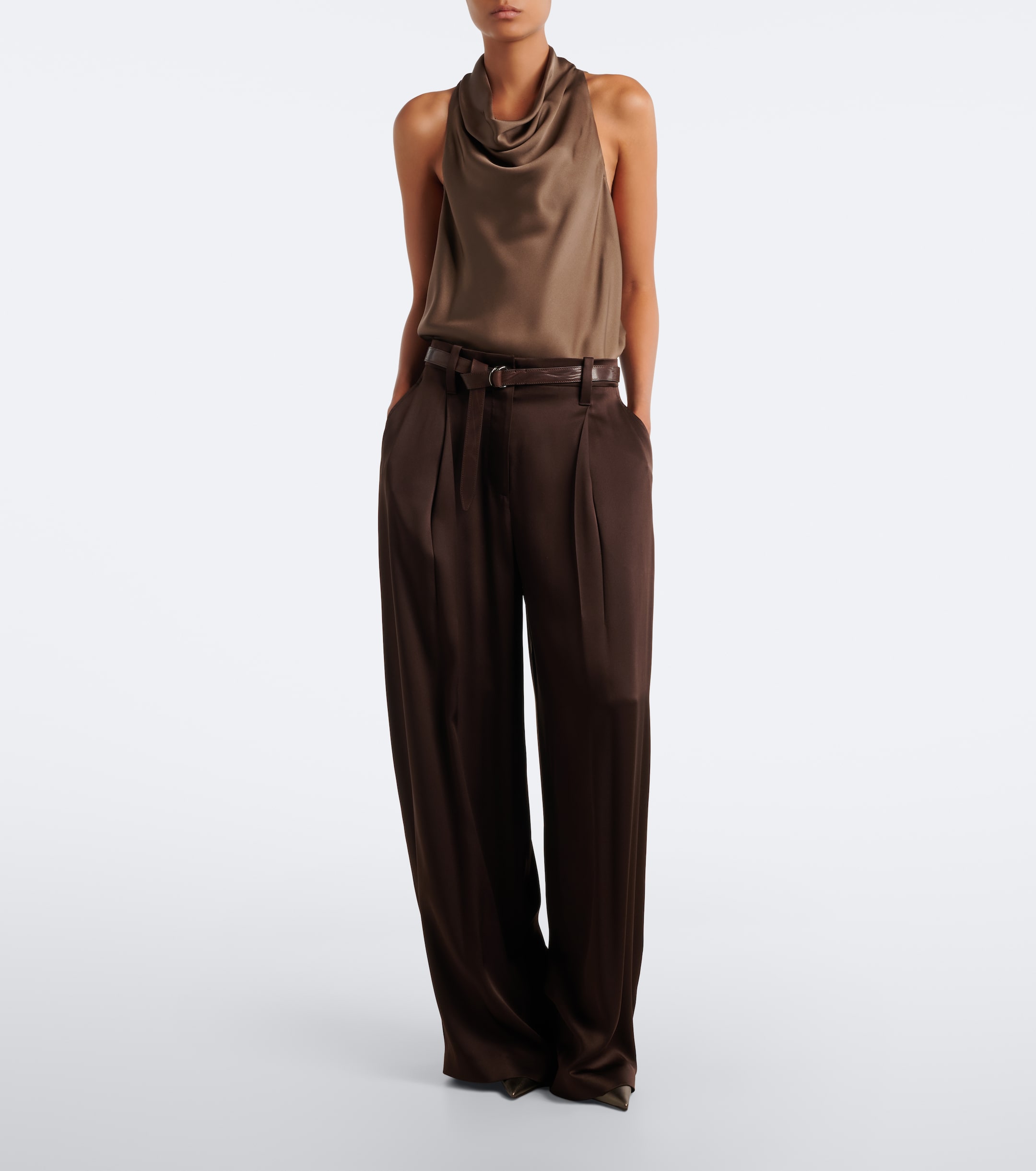 Brunello Cucinelli Brunello Cucinelli Monili pleated silk wide-leg pants