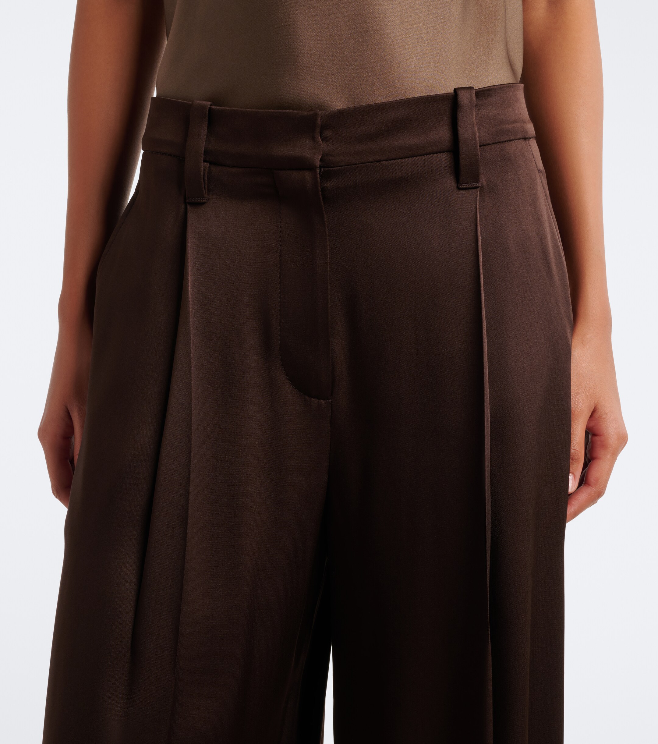 Brunello Cucinelli Brunello Cucinelli Monili pleated silk wide-leg pants