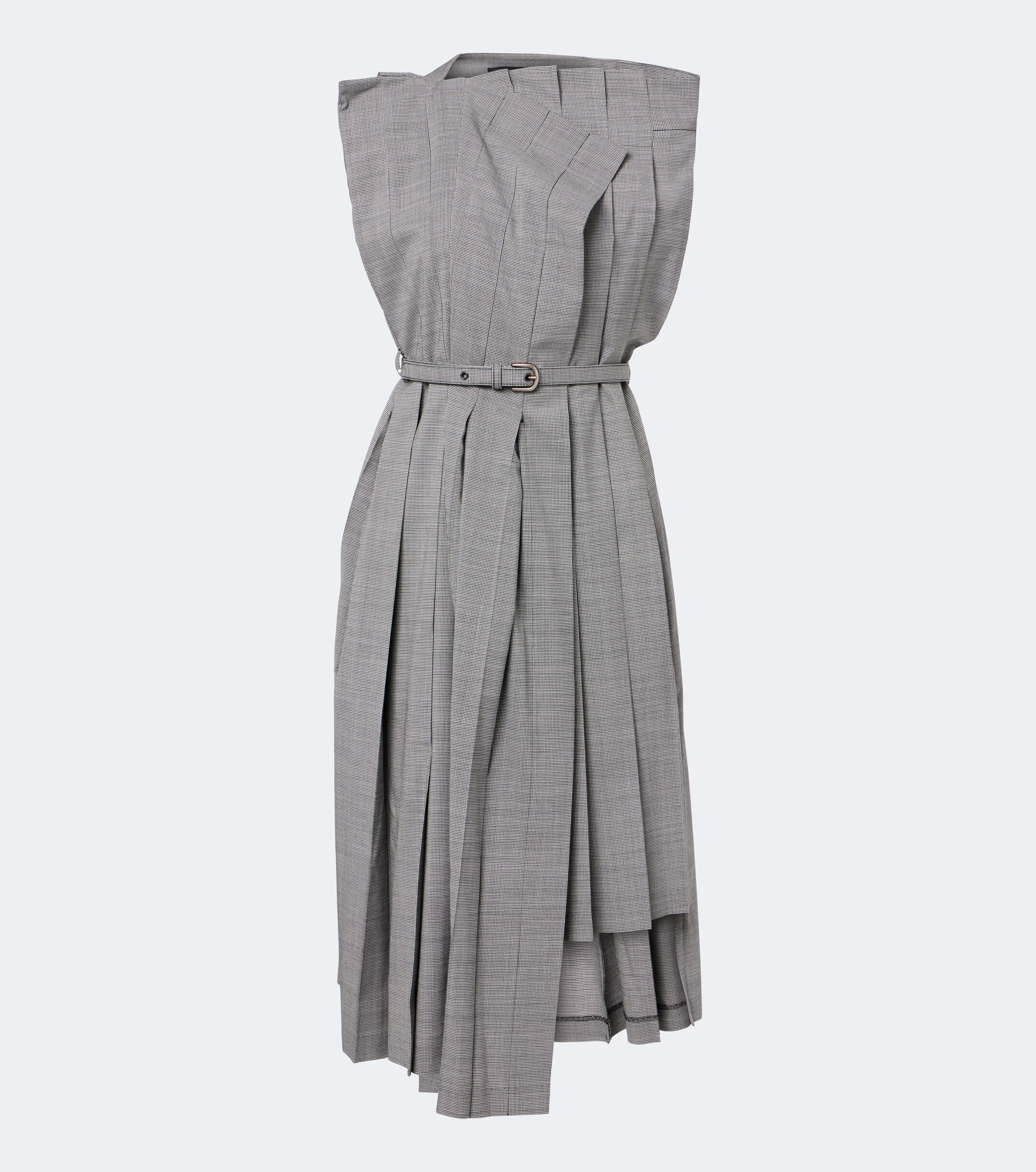 Junya Watanabe Junya Watanabe Houndstooth pleated asymmetric midi dress