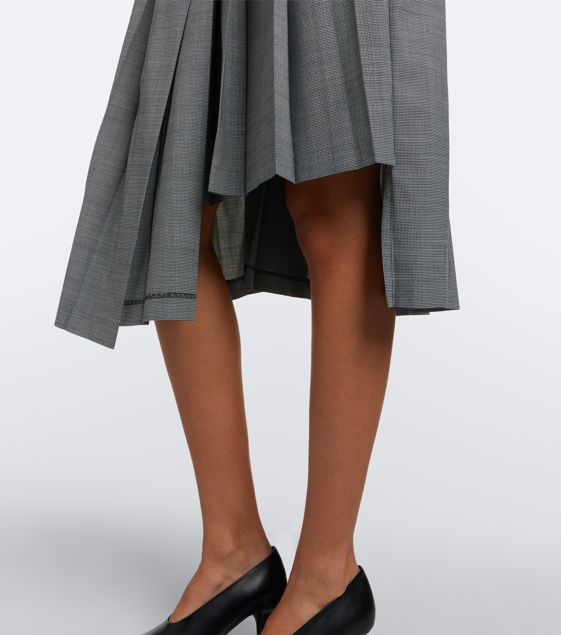 Junya Watanabe Junya Watanabe Houndstooth pleated asymmetric midi dress