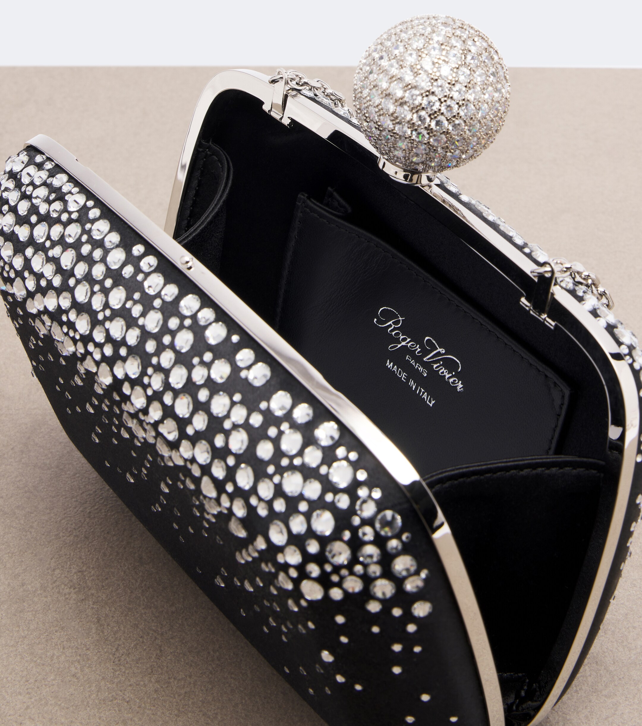 ROGER VIVIER Roger Vivier Vivier Marlene embellished satin clutch