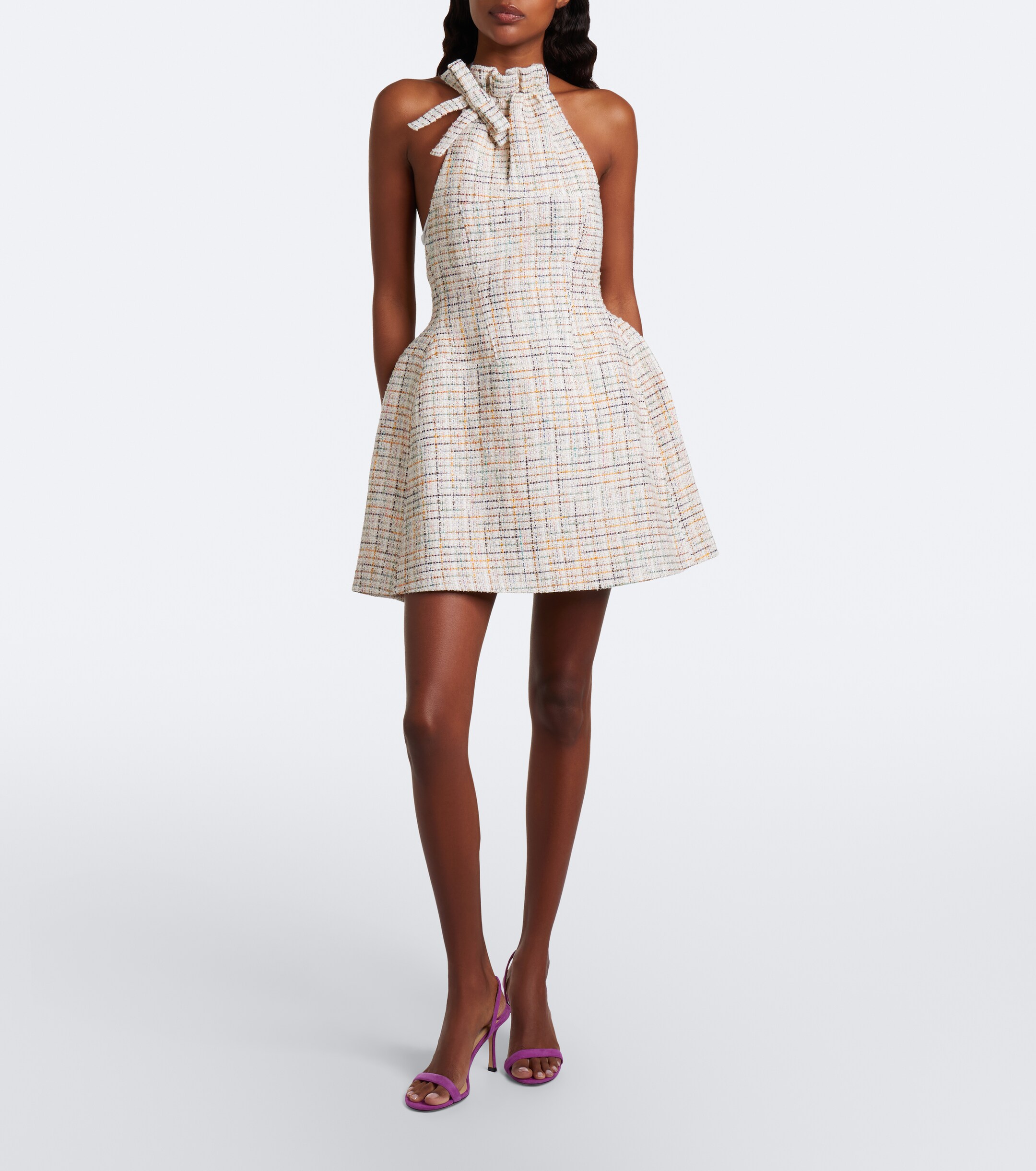 SHUSHU/TONG Shushu/Tong Halterneck cotton-blend tweed minidress