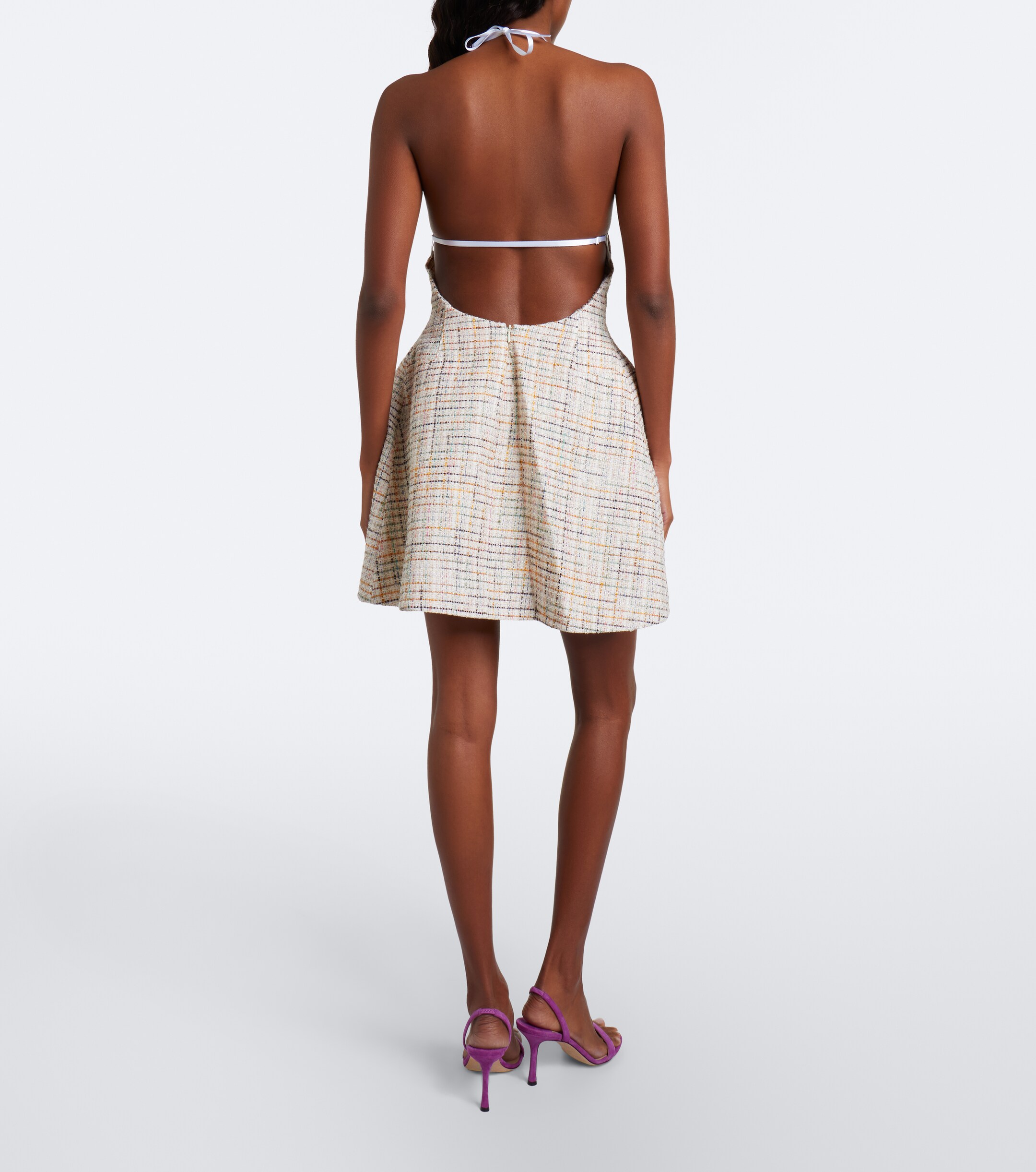 SHUSHU/TONG Shushu/Tong Halterneck cotton-blend tweed minidress