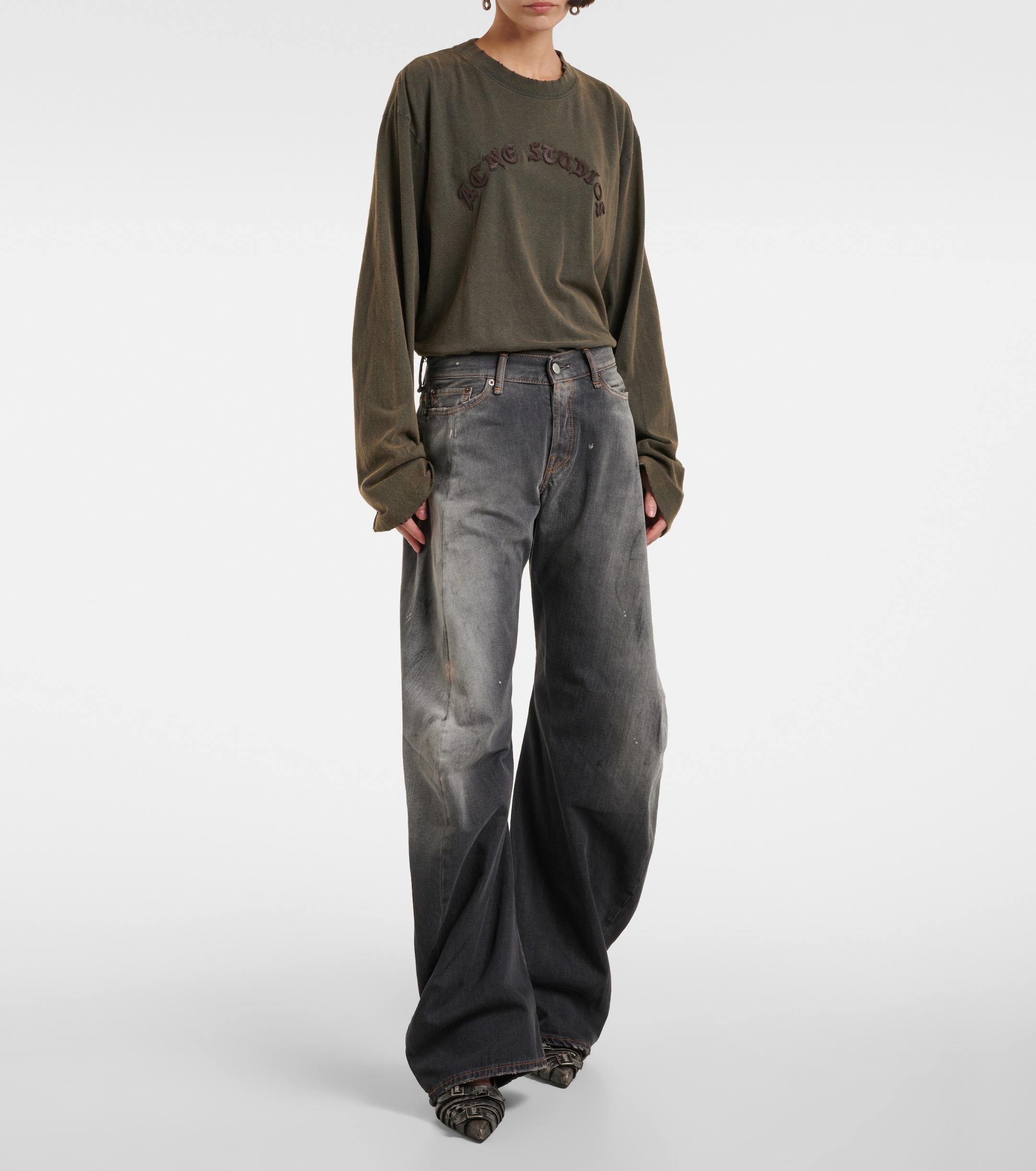 Acne Studios 2006F distressed low-rise wide-leg jeans
