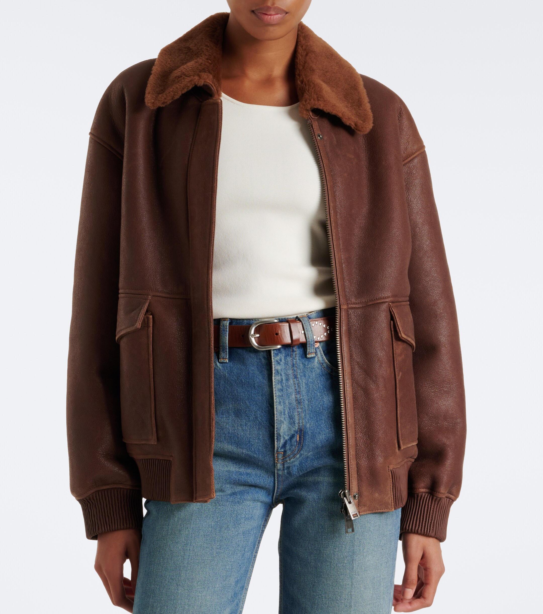 ARMA Arma Riley shearling-trimmed leather jacket
