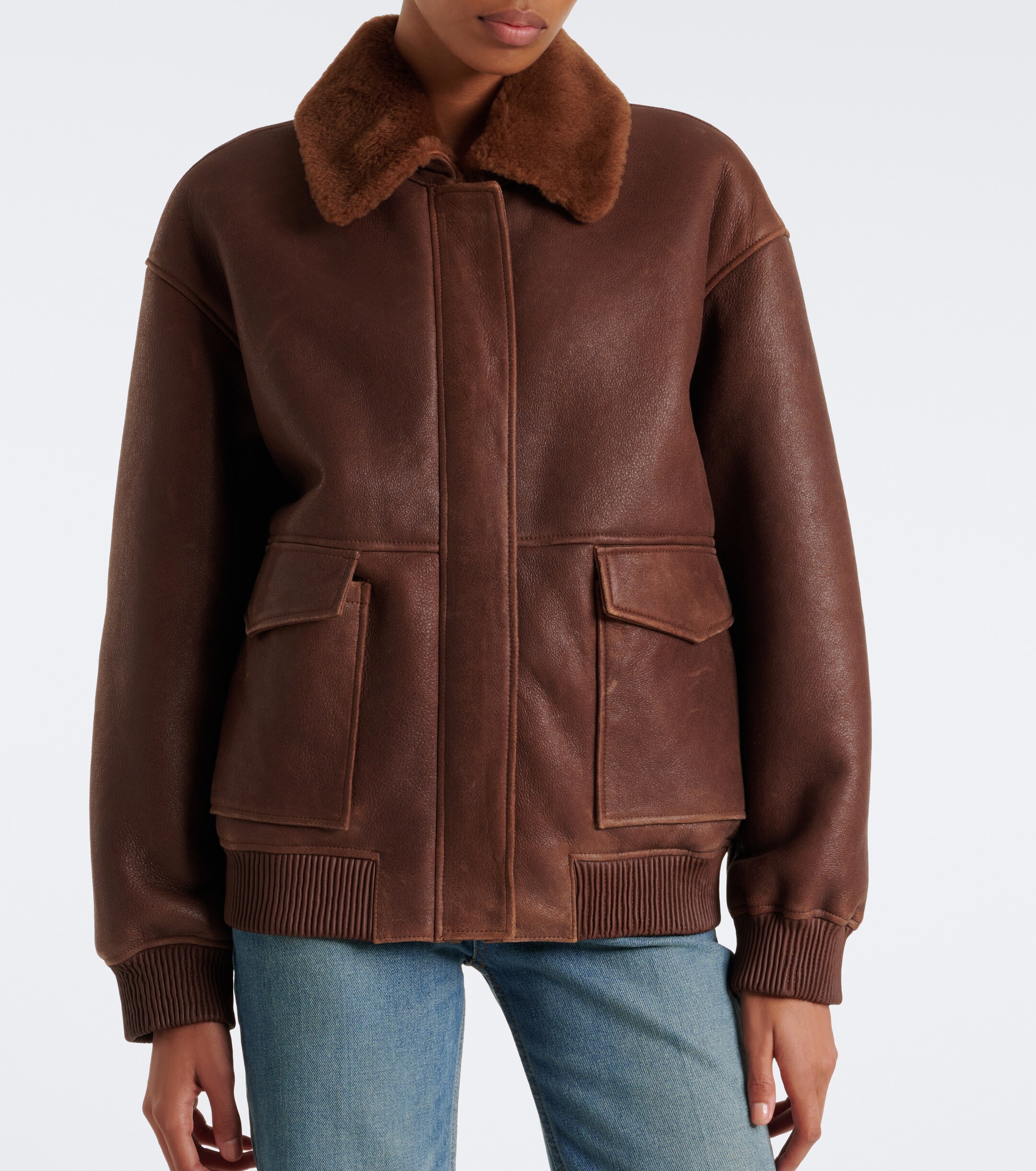 ARMA Arma Riley shearling-trimmed leather jacket