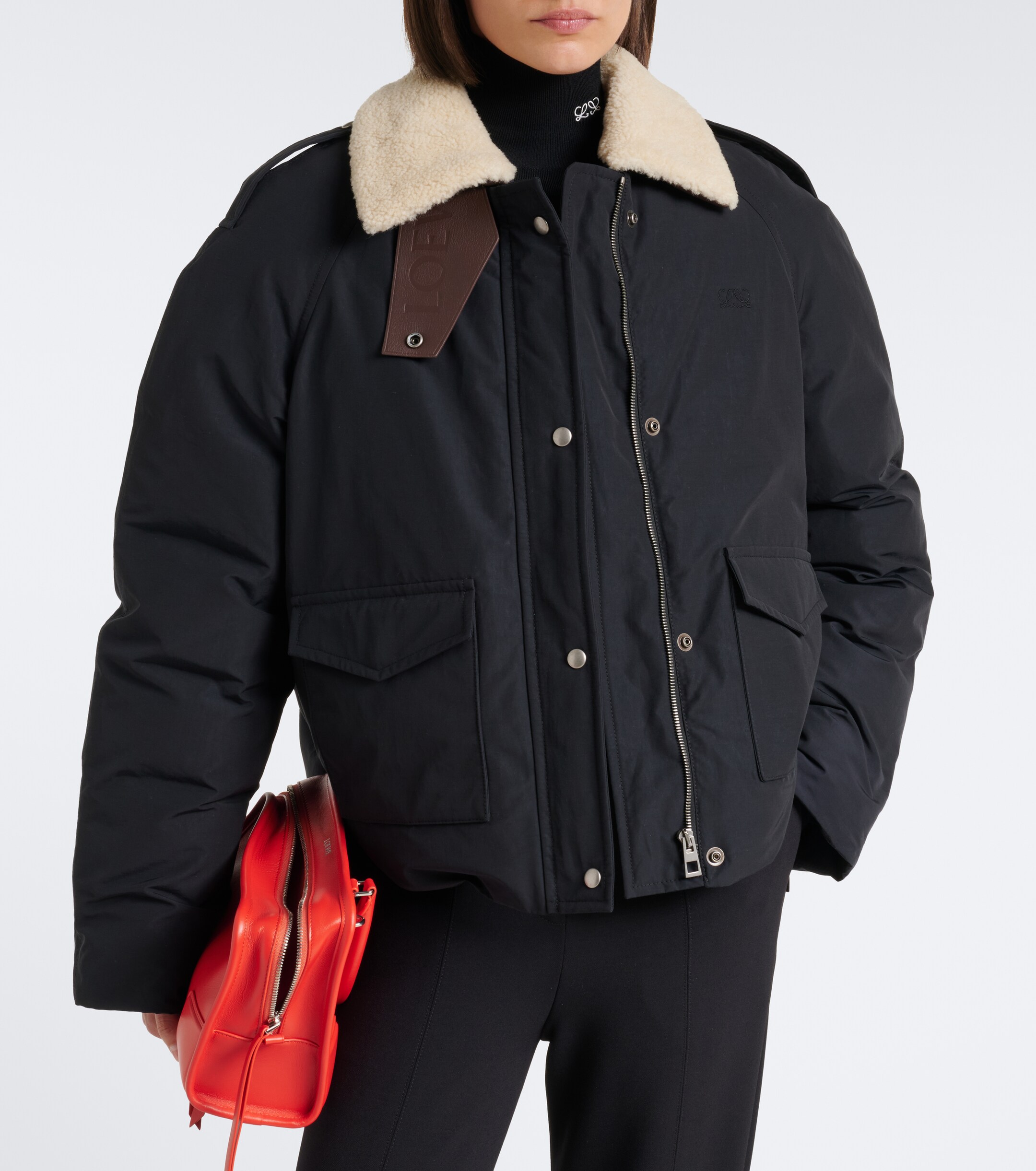 Loewe Loewe Padded shearling-trimmed cotton-blend jacket