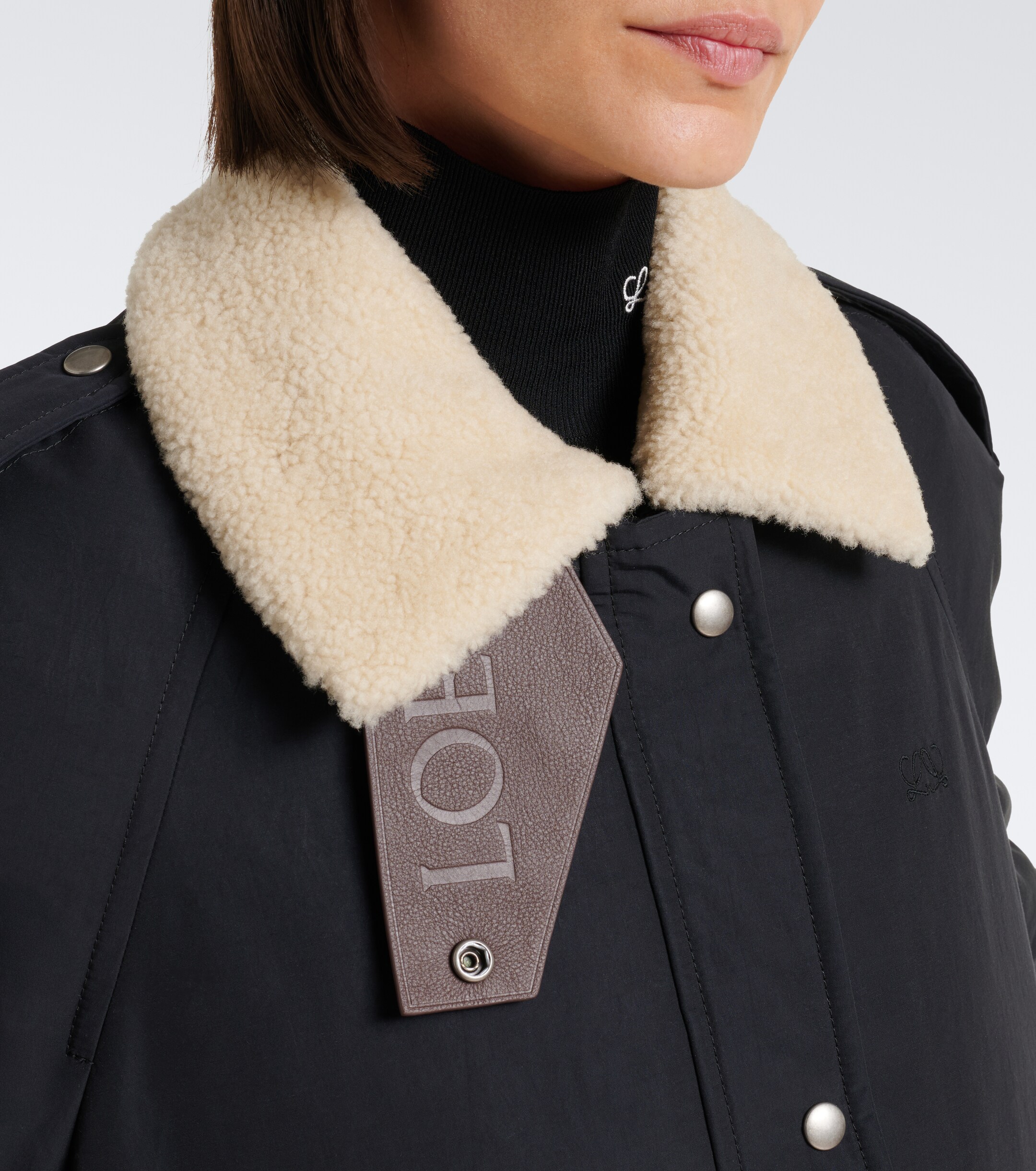 Loewe Loewe Padded shearling-trimmed cotton-blend jacket