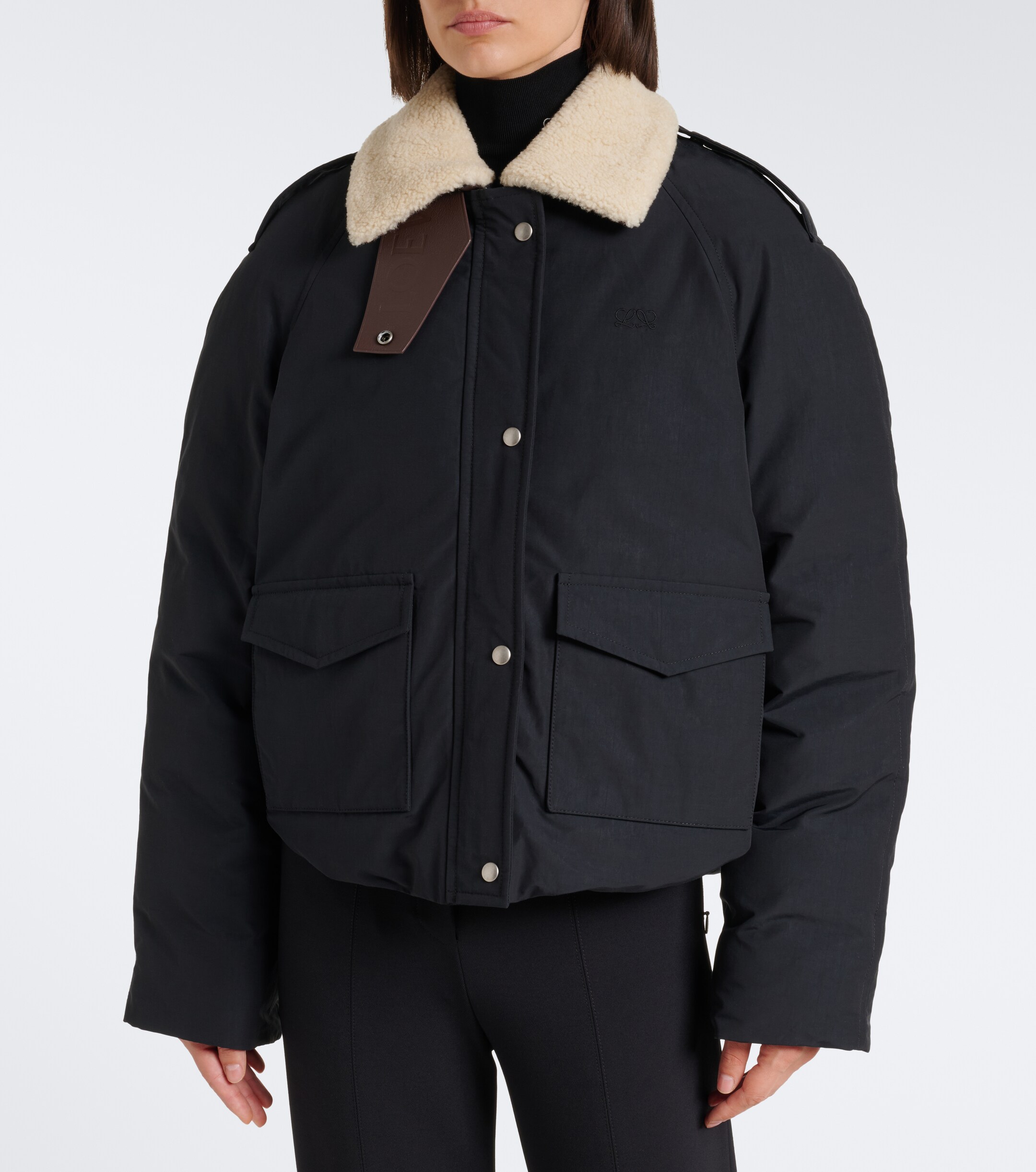Loewe Loewe Padded shearling-trimmed cotton-blend jacket