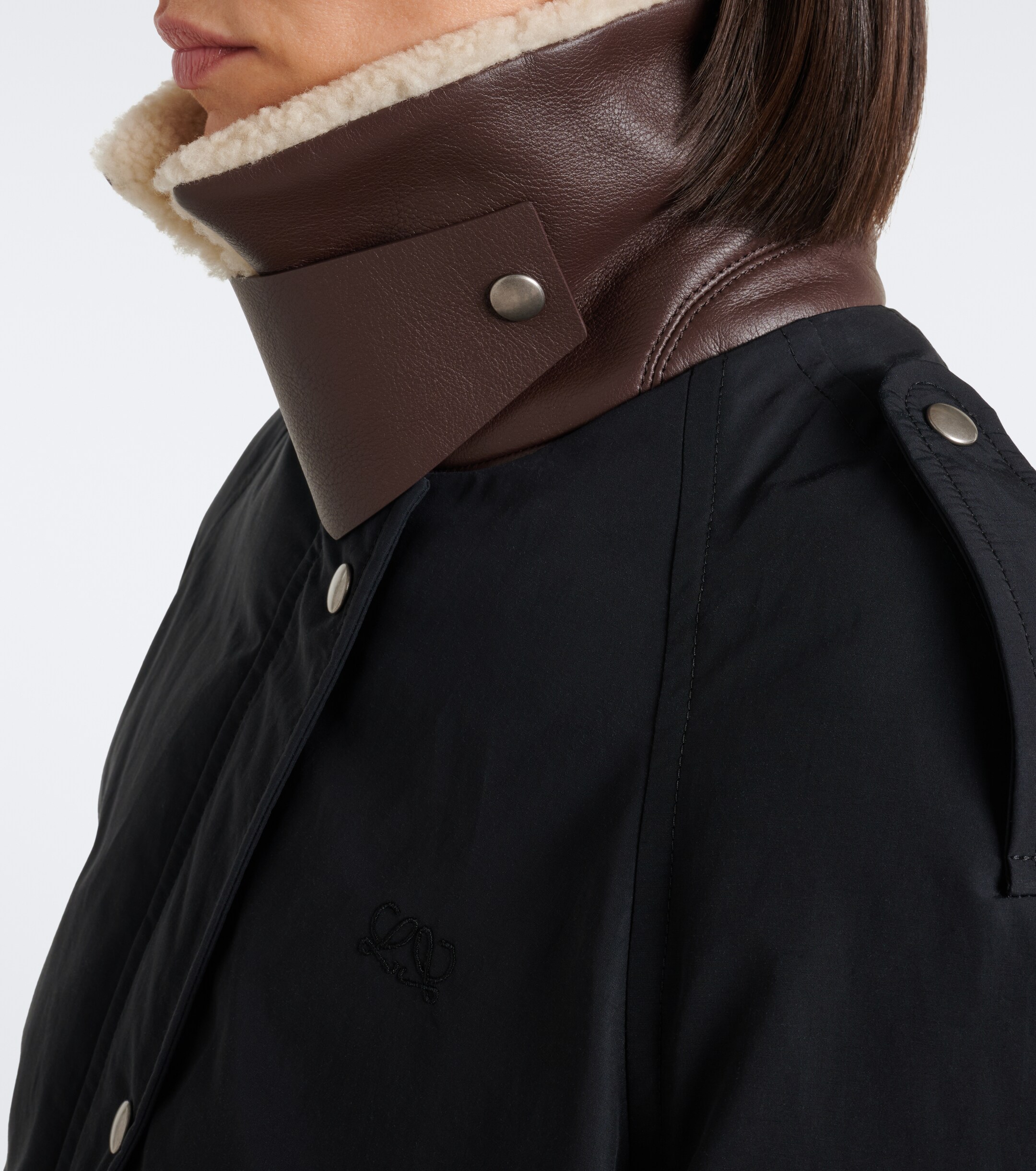 Loewe Loewe Padded shearling-trimmed cotton-blend jacket
