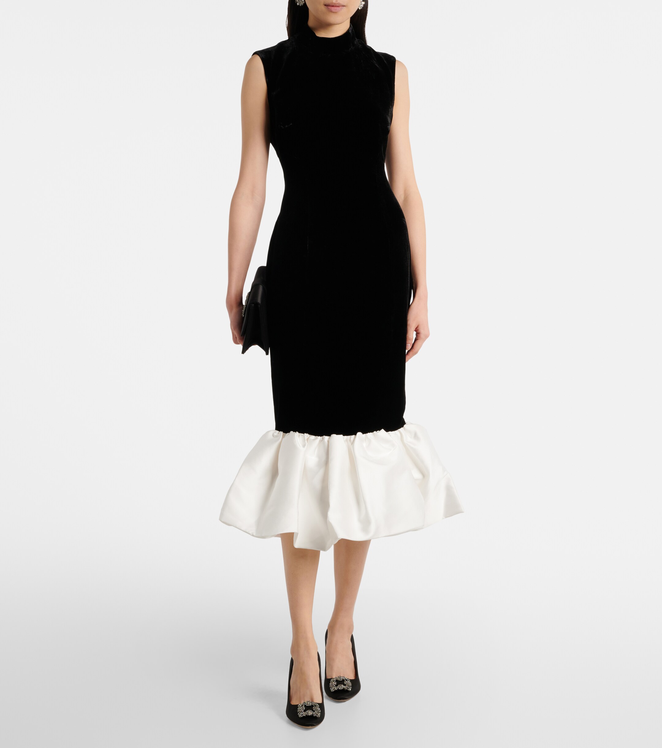 Rasario Velvet and satin midi dress