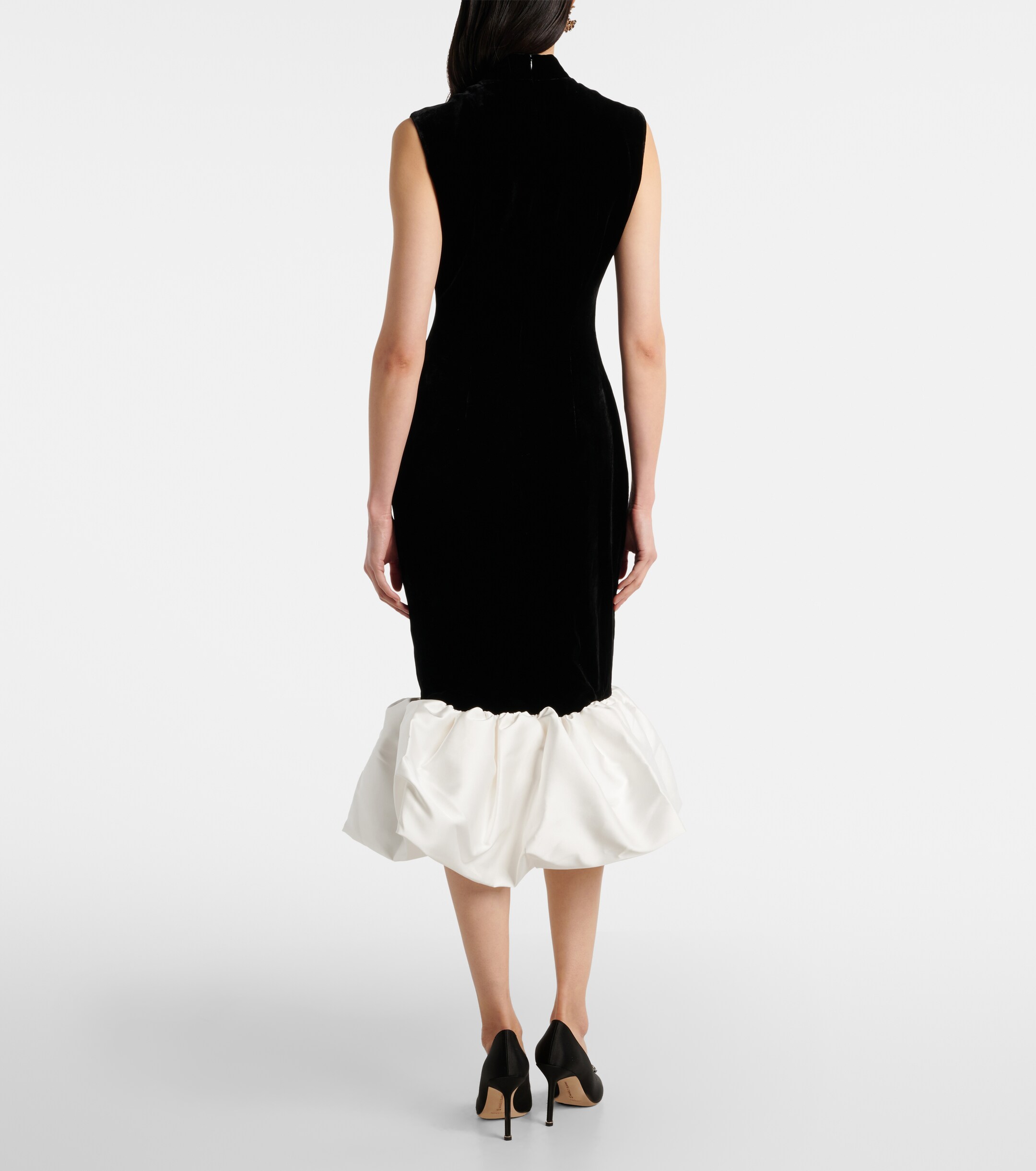 Rasario Velvet and satin midi dress thumbnail