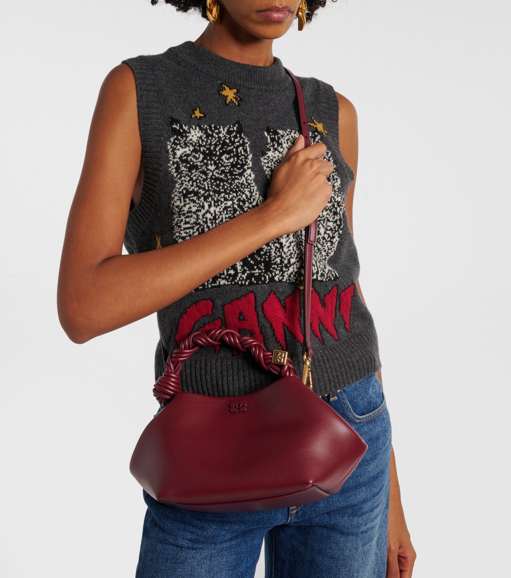 GANNI Bou Small leather top-handle bag