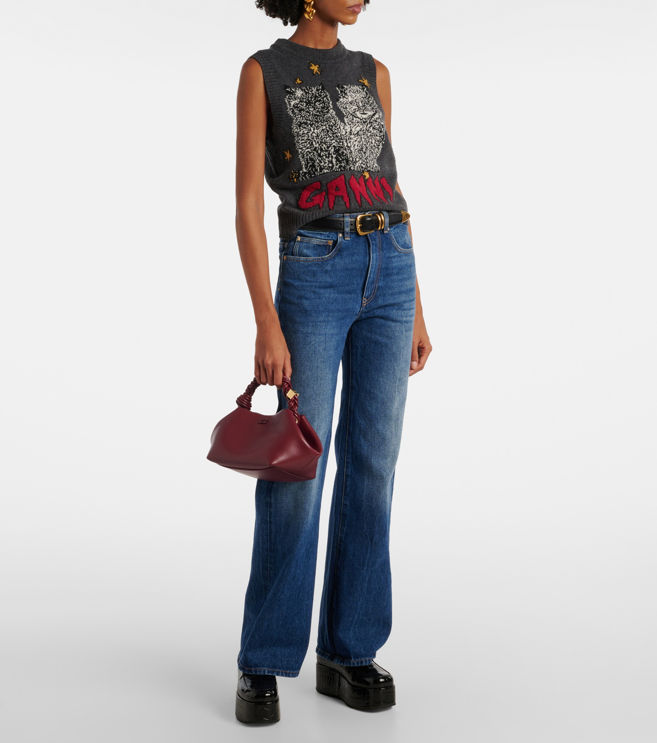 GANNI Bou Small leather top-handle bag