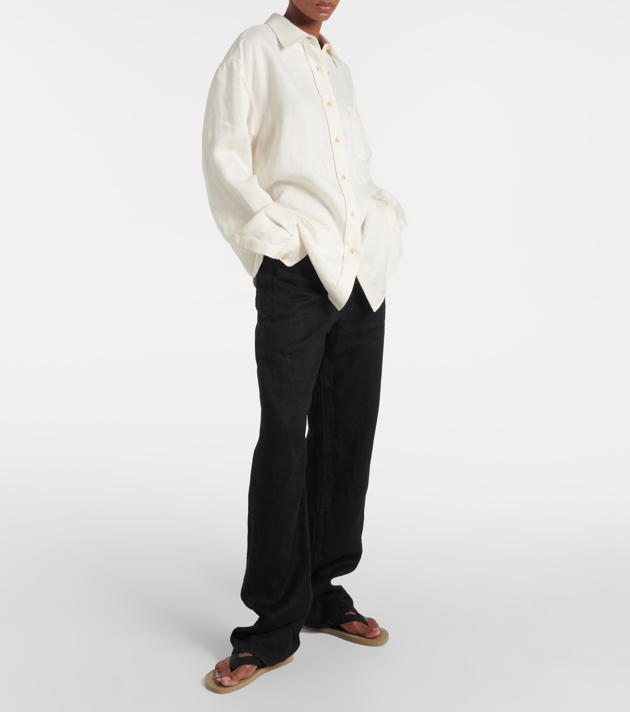 The Row - Nesson oversized linen denim shirt | Plush