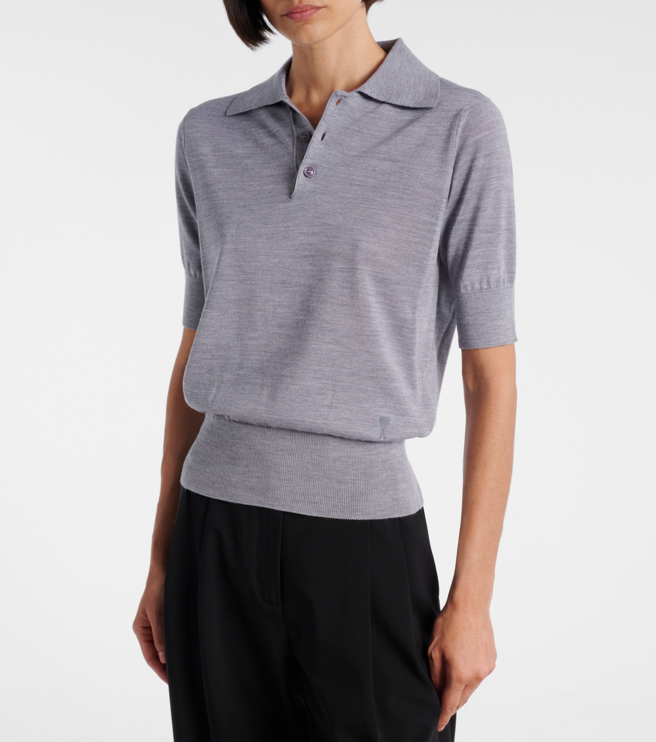 Ami Paris Ami Paris Wool and silk polo shirt