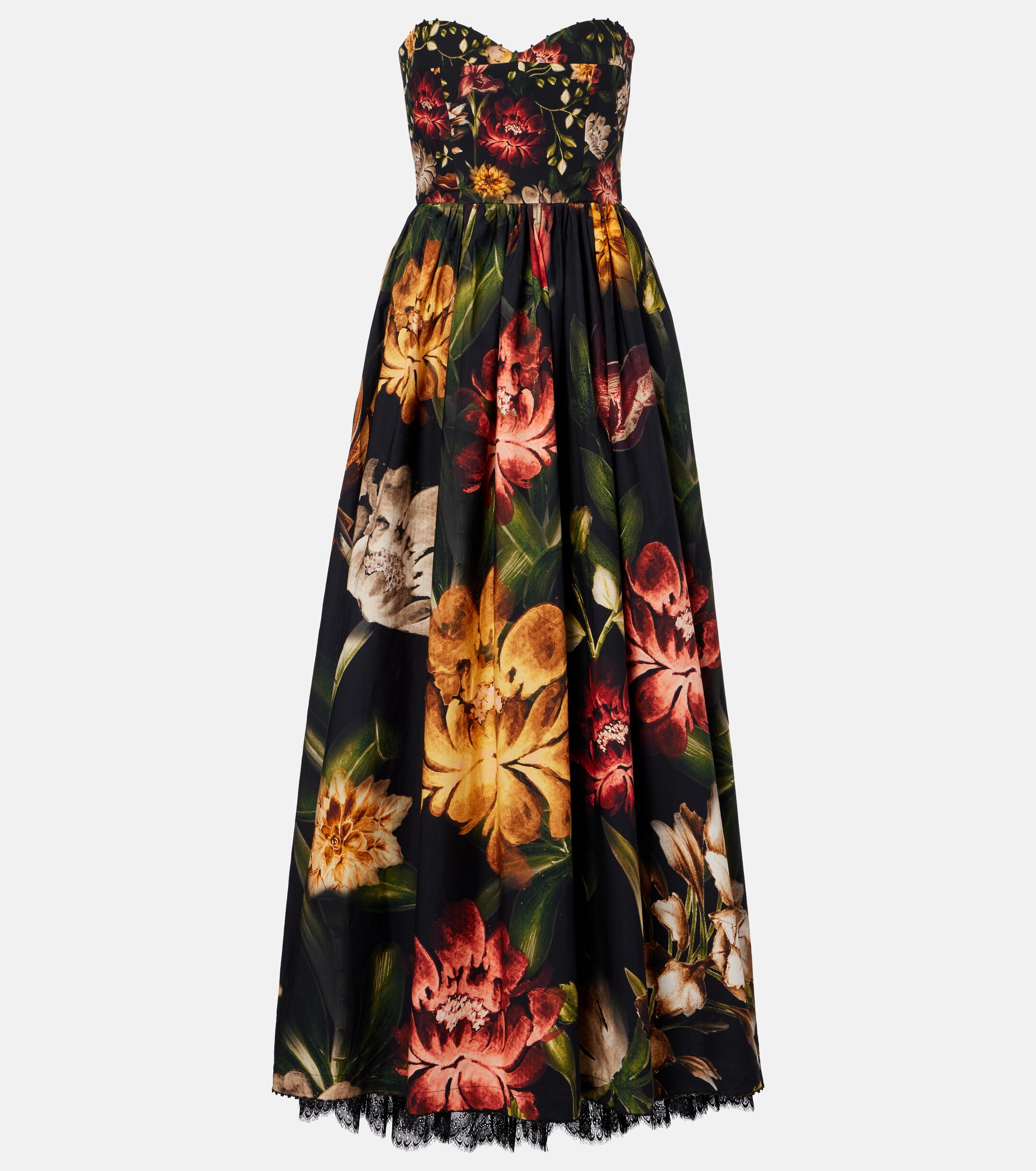 white christmas dresses Markarian - Markarian Rousseau Floral Brocade Midi Dress in Burgundy Metallic Daisy 2 main image 1