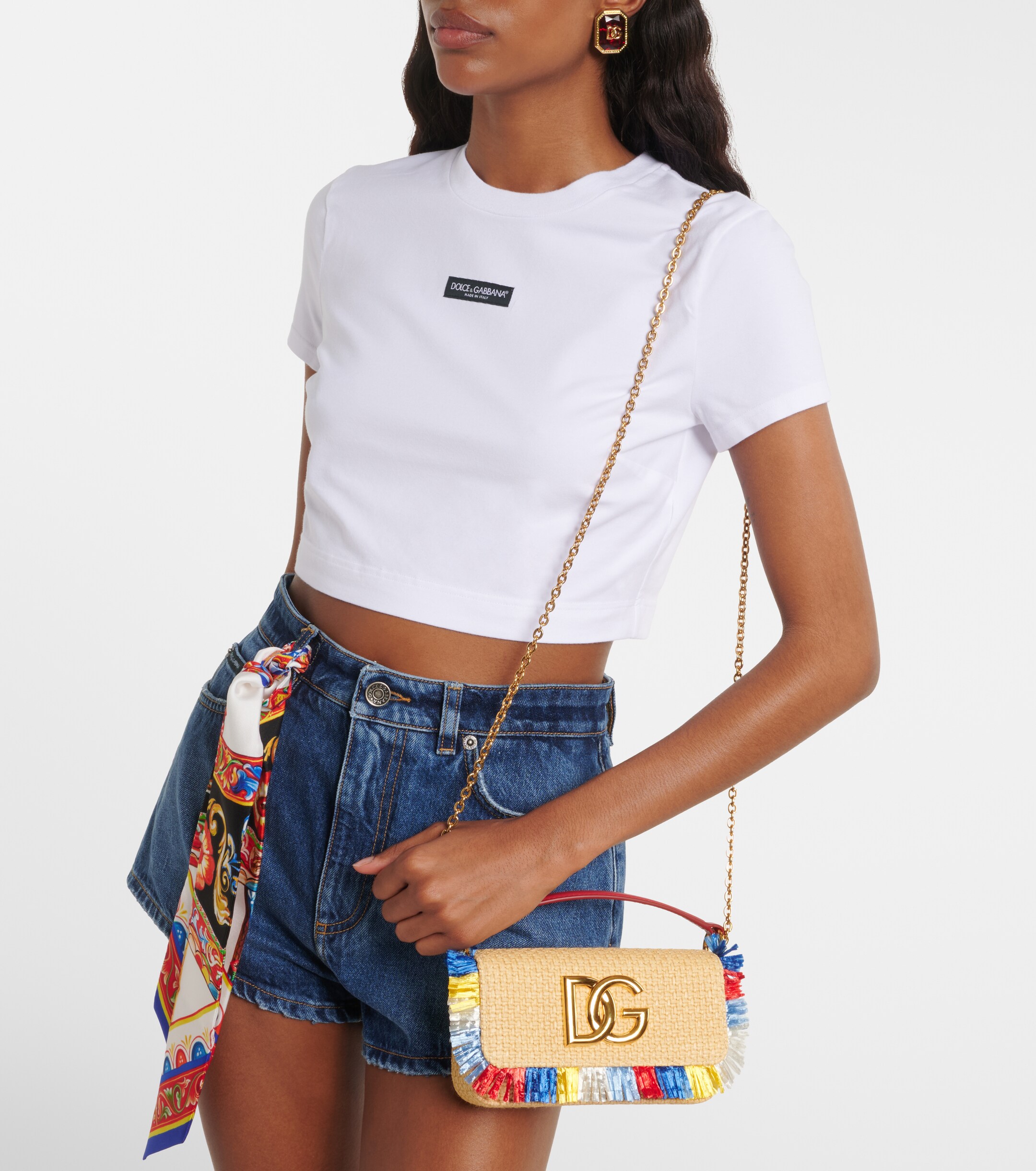 Dolce&Gabbana 3.5 Small raffia-effect crossbody bag