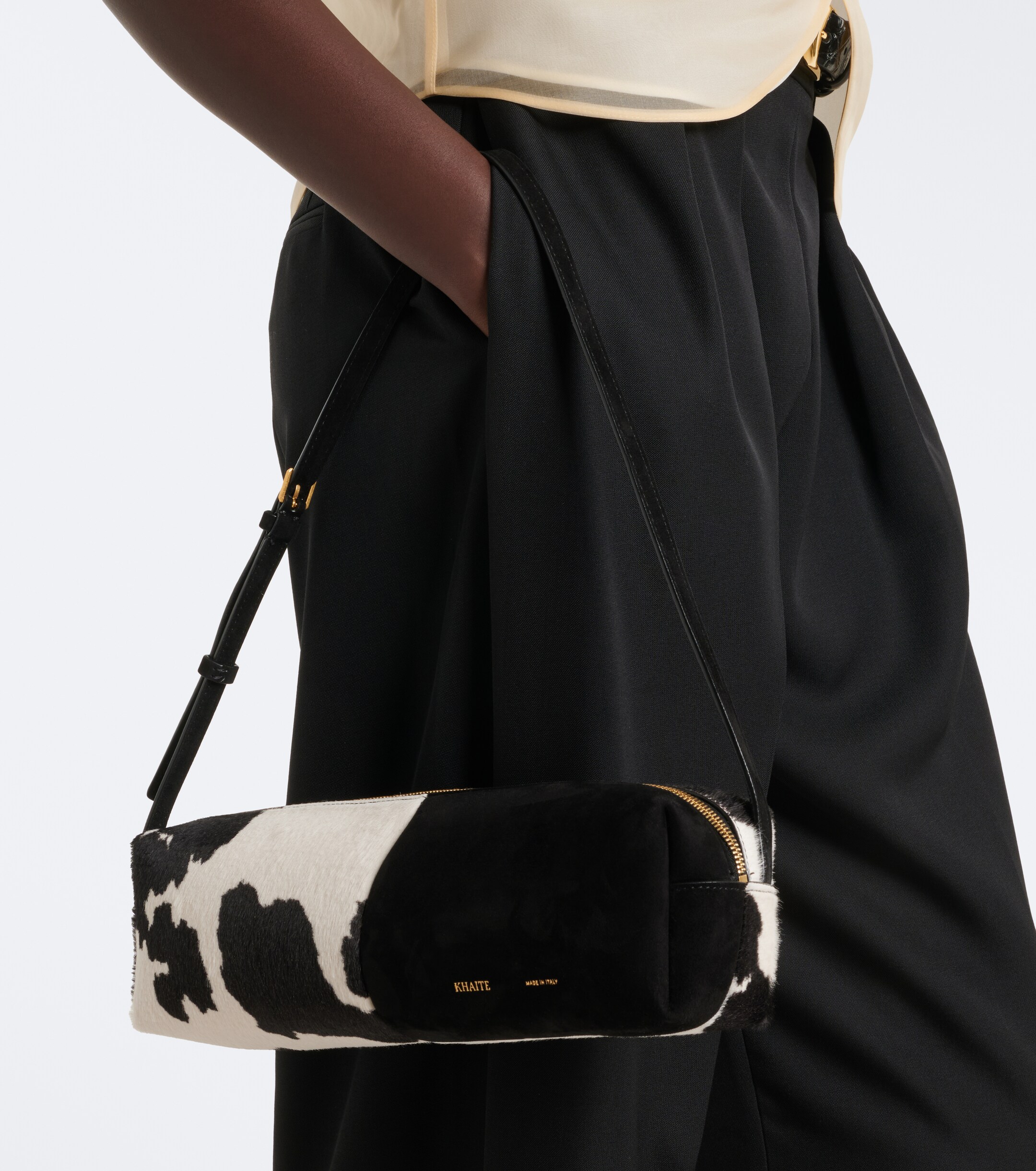 KHAITE Khaite Kye Small paneled calf hair shoulder bag