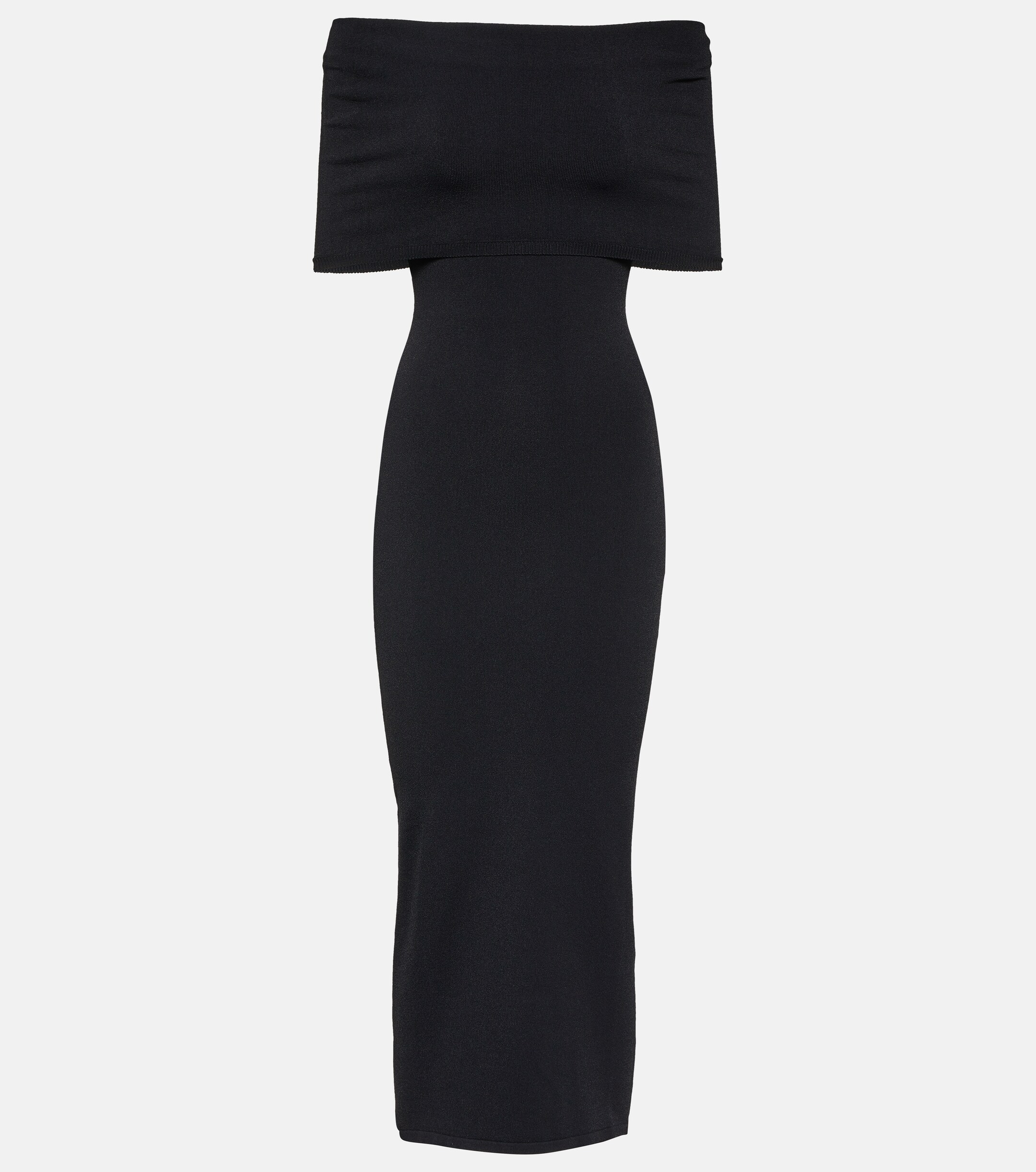 Wardrobe.NYC Off-shoulder ribbed-knit midi dress
