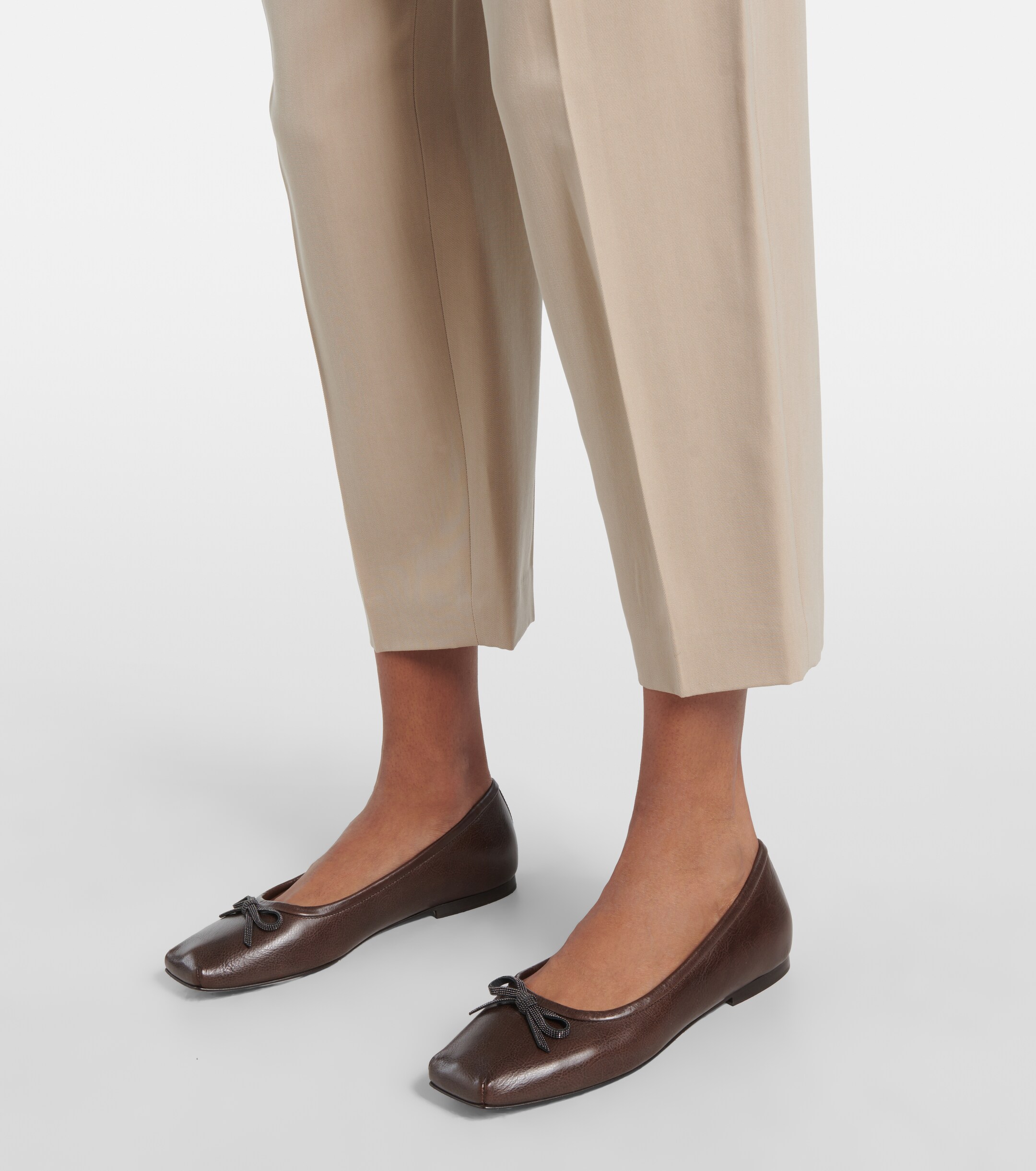 Brunello Cucinelli Monili bow-detail leather ballet flats
