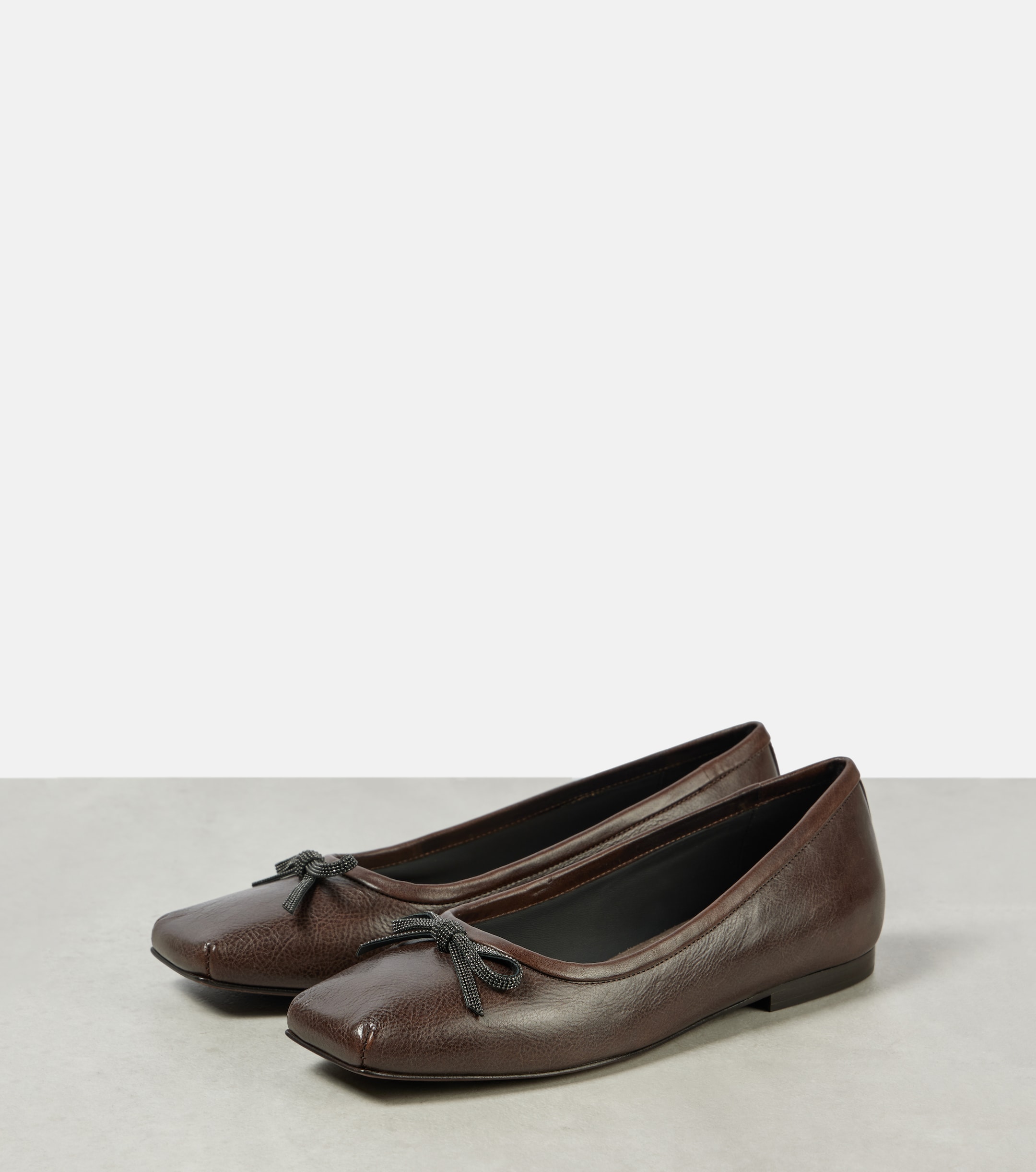 Brunello Cucinelli Monili bow-detail leather ballet flats