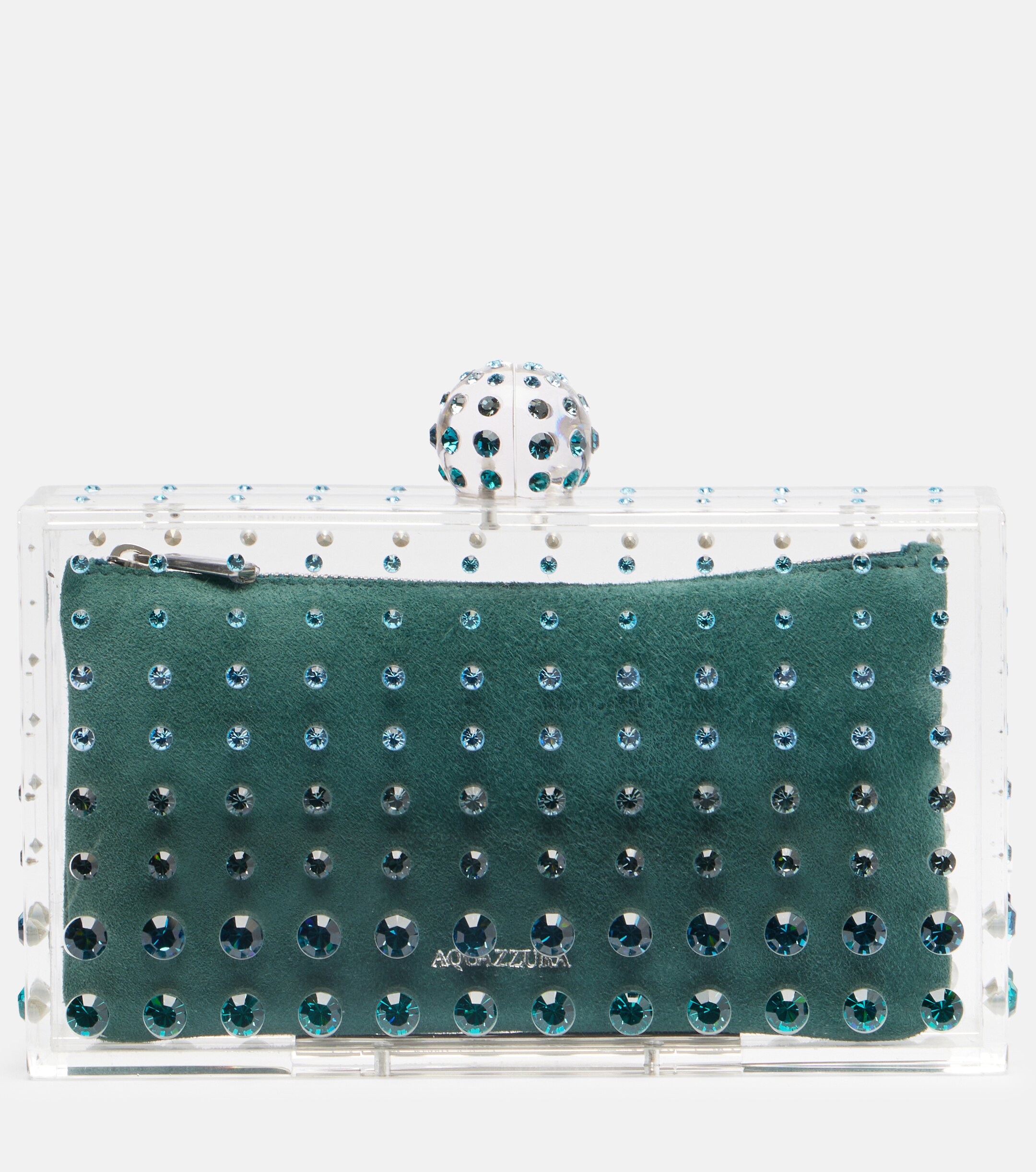 AQUAZZURA Tequila Mini beaded suede-lined clutch