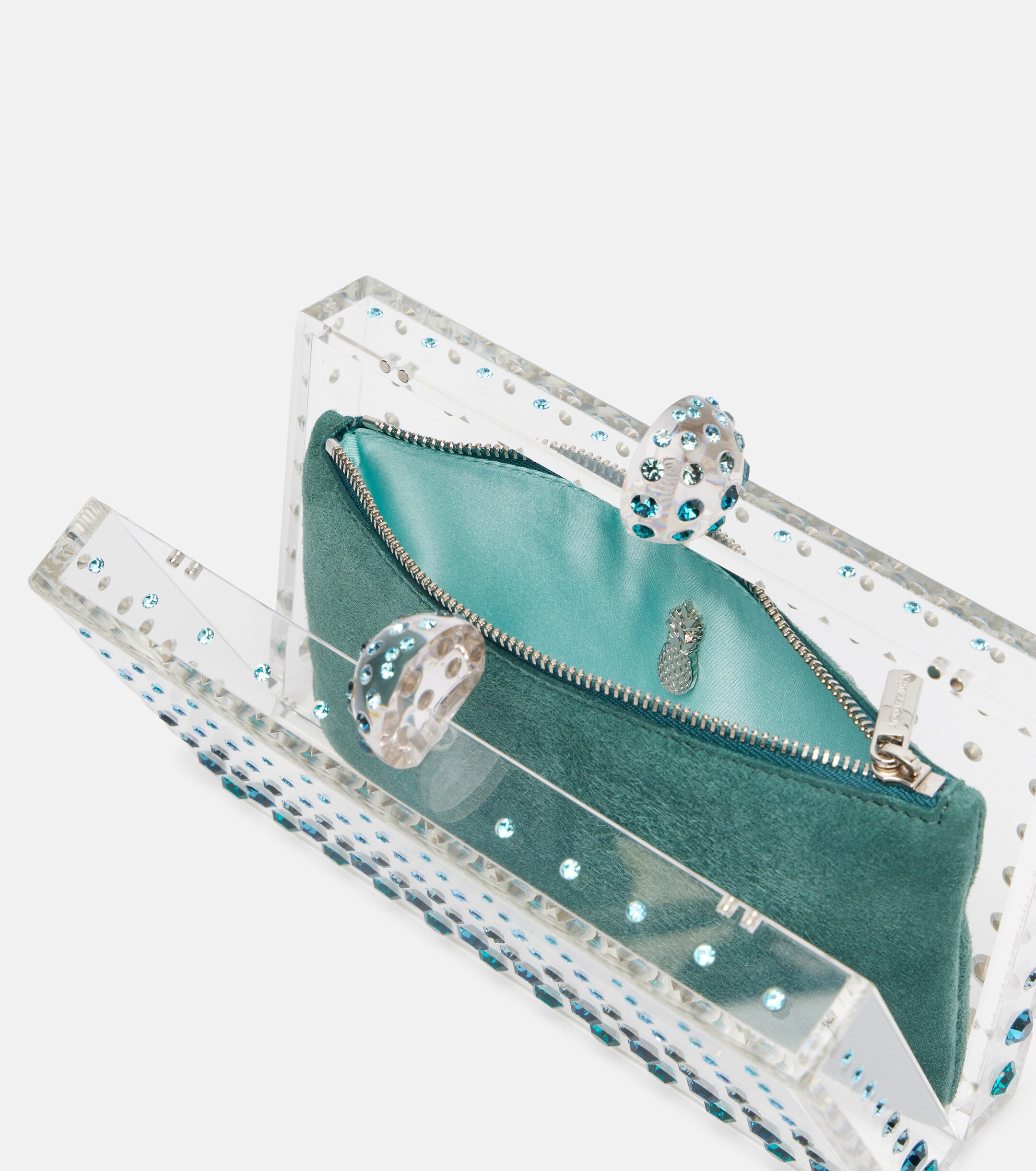AQUAZZURA Tequila Mini beaded suede-lined clutch