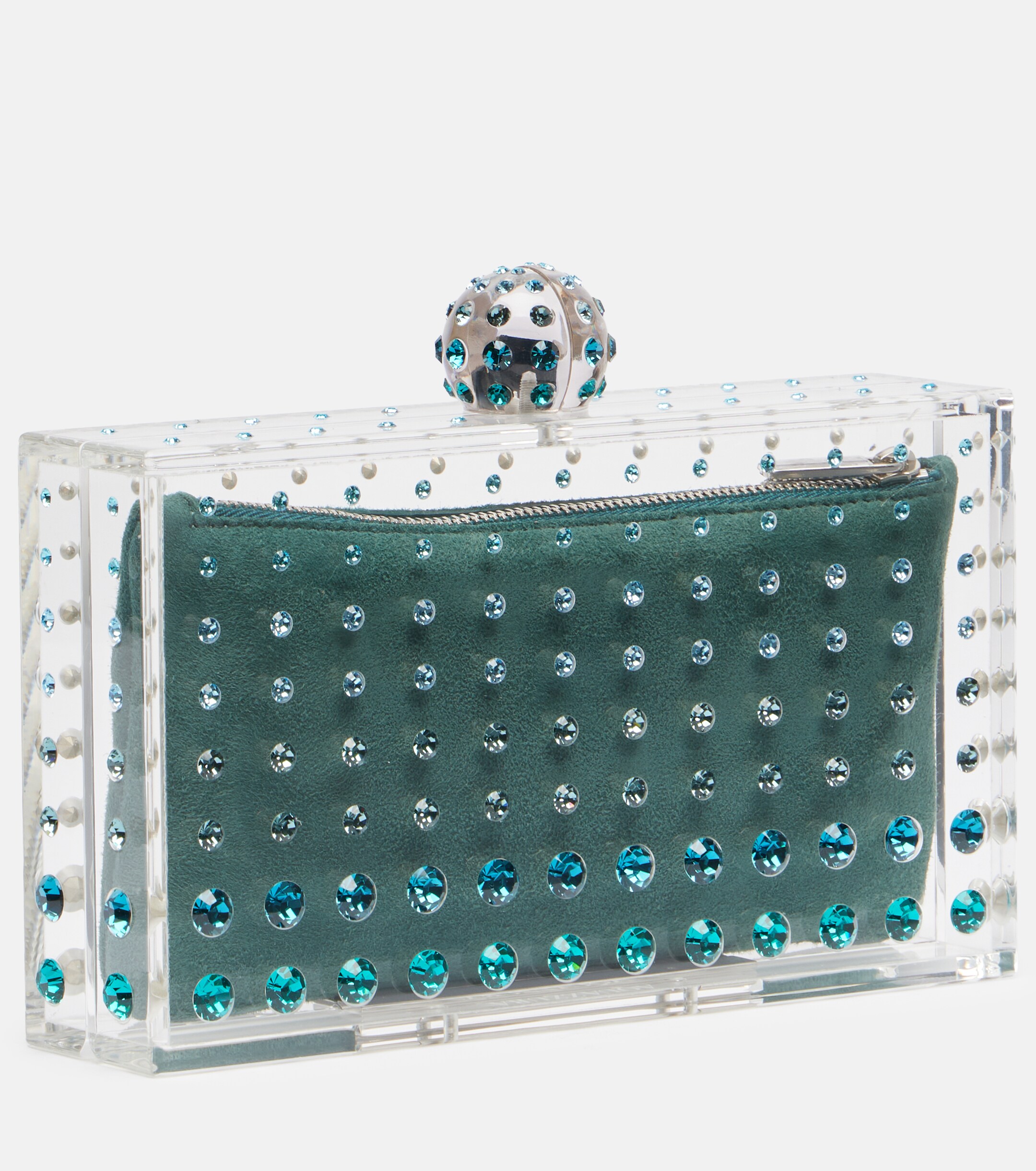 AQUAZZURA Tequila Mini beaded suede-lined clutch